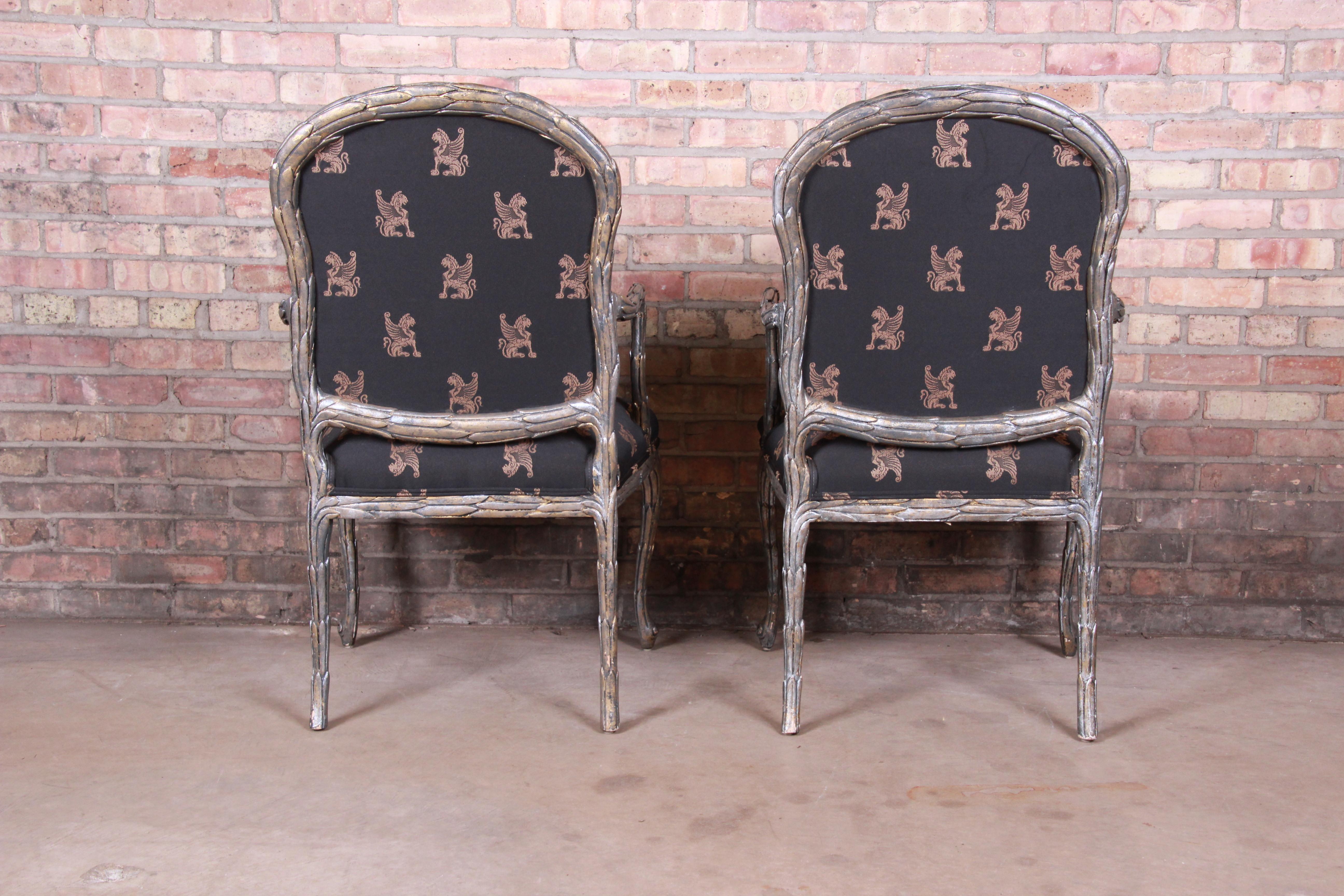Baker Furniture Louis XV Silver Gilt Fauteuils, Pair For Sale 4