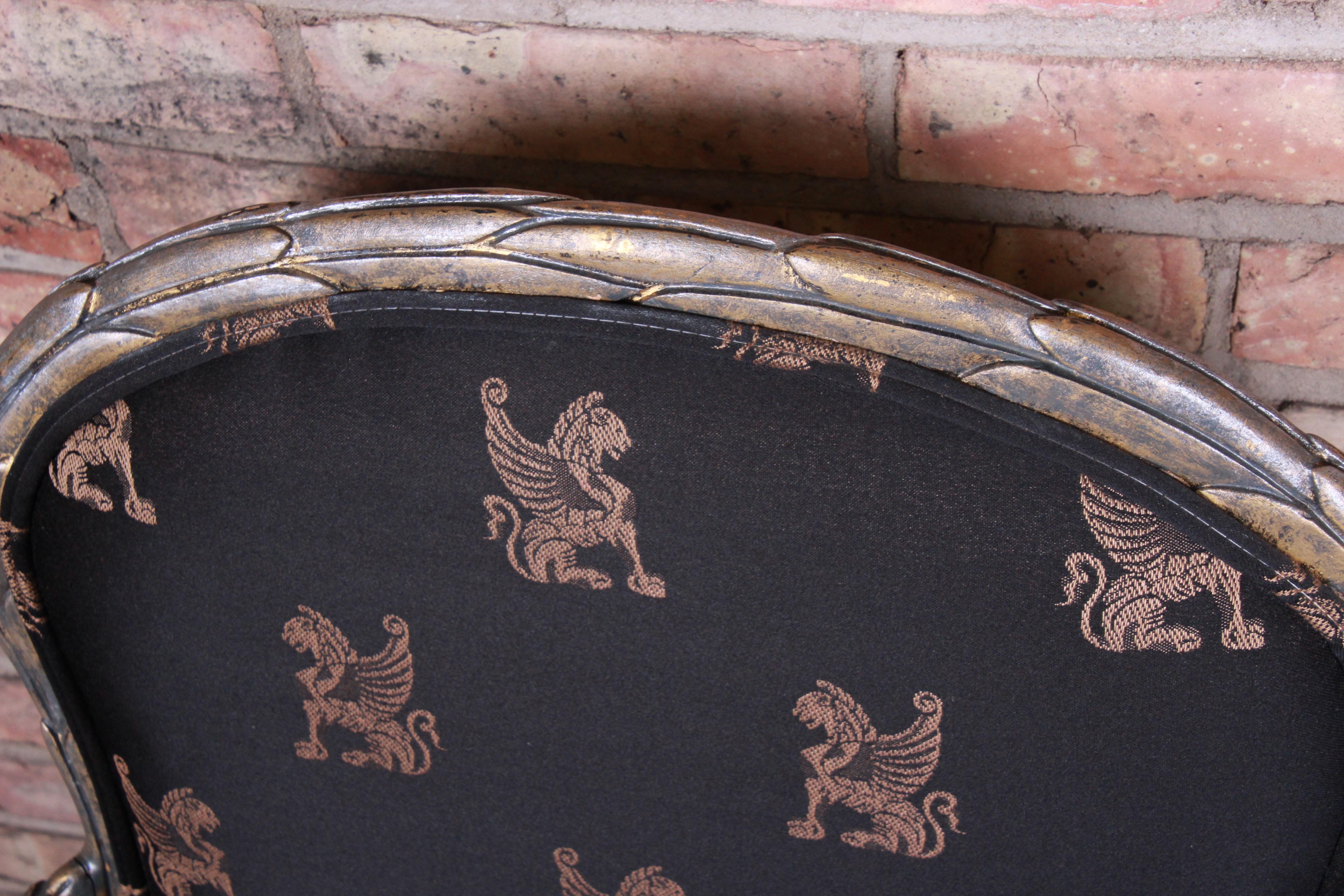 Giltwood Baker Furniture Louis XV Silver Gilt Fauteuils, Pair For Sale