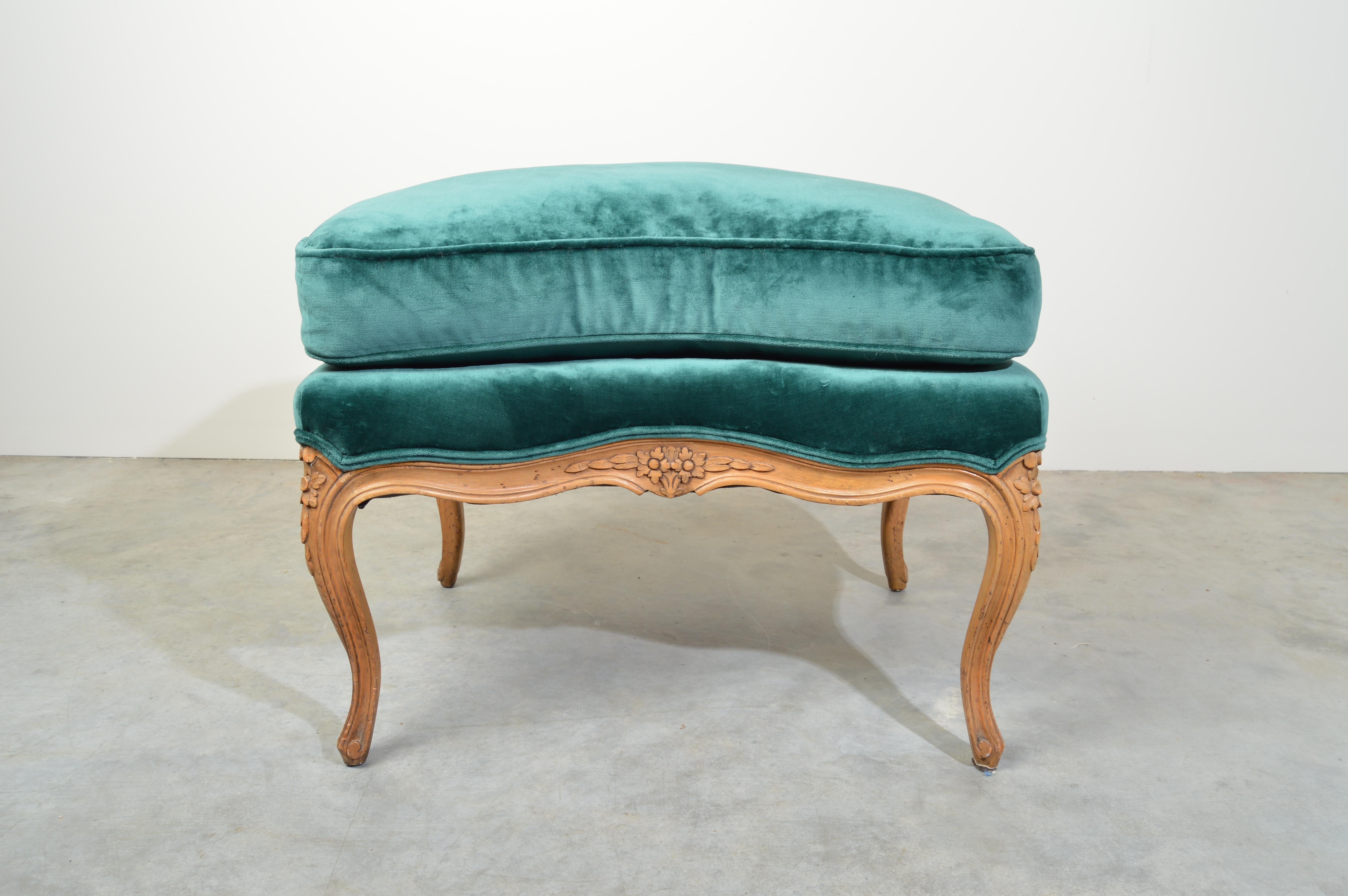 Baker Furniture Louis XV Style Bergère Lounge Chairs with Ottoman in Velvet 5