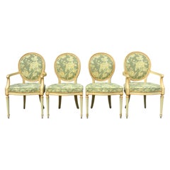 Baker Furniture Louis XVI Parcel Painted Dining Chairs, Set of Four
