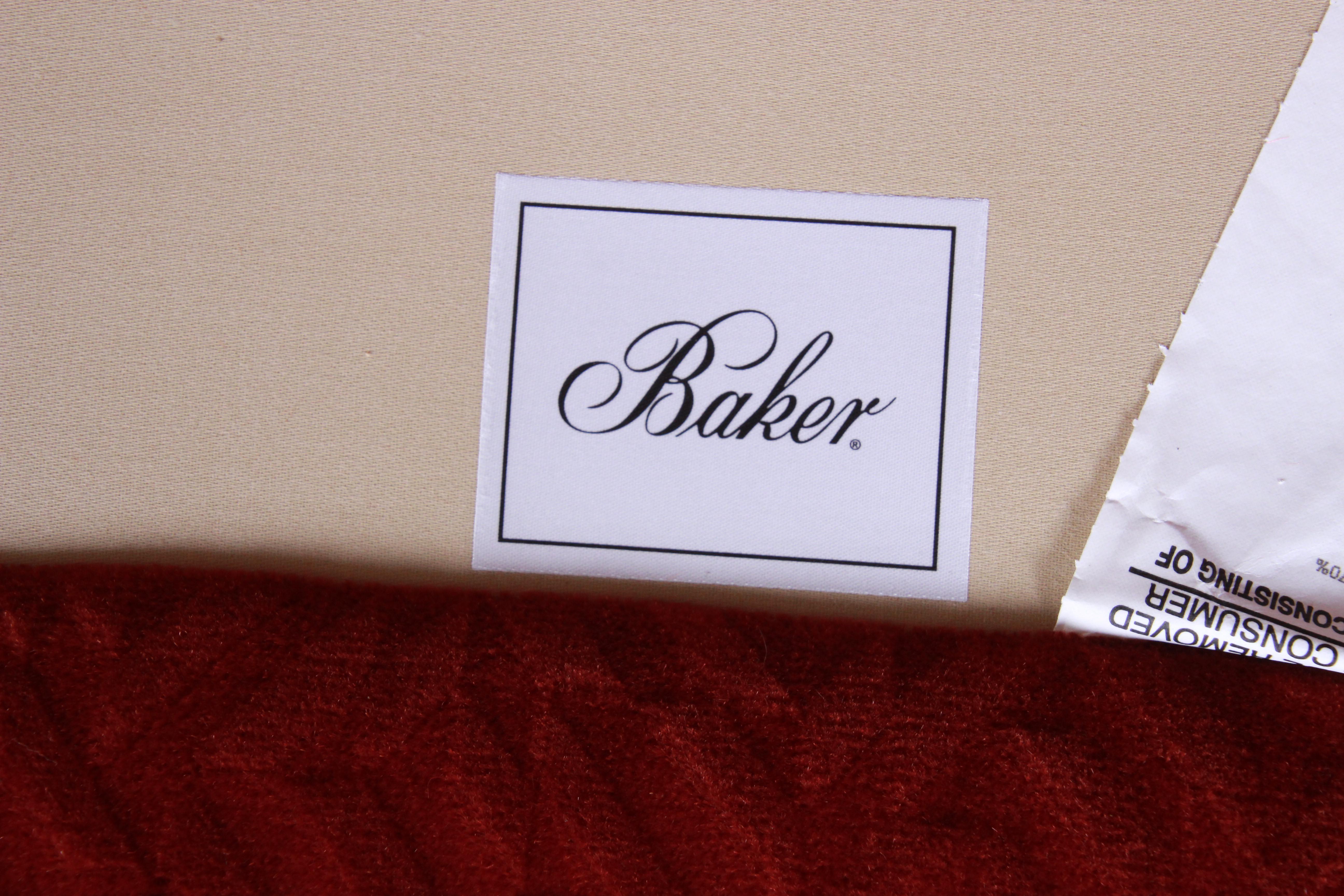 Baker Furniture Lounge Chair in Red Velvet Upholstery 2