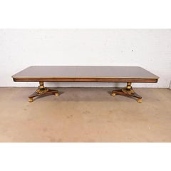Baker Furniture Mahogan Double Pedestal Extension Dining Table, Newly Restored