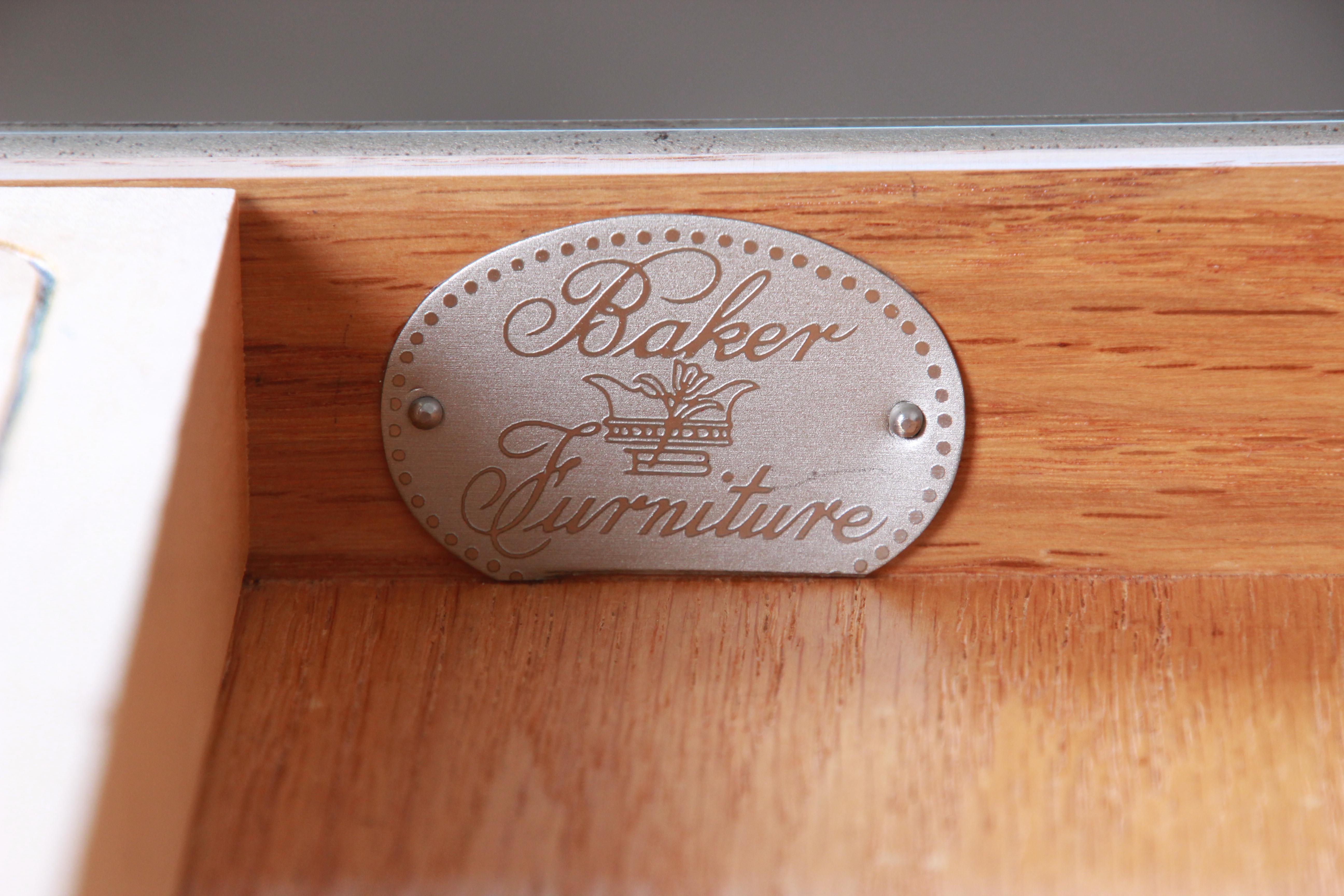 Baker Furniture Mahogany and Burl Wood Executive Desk, Newly Restored 6