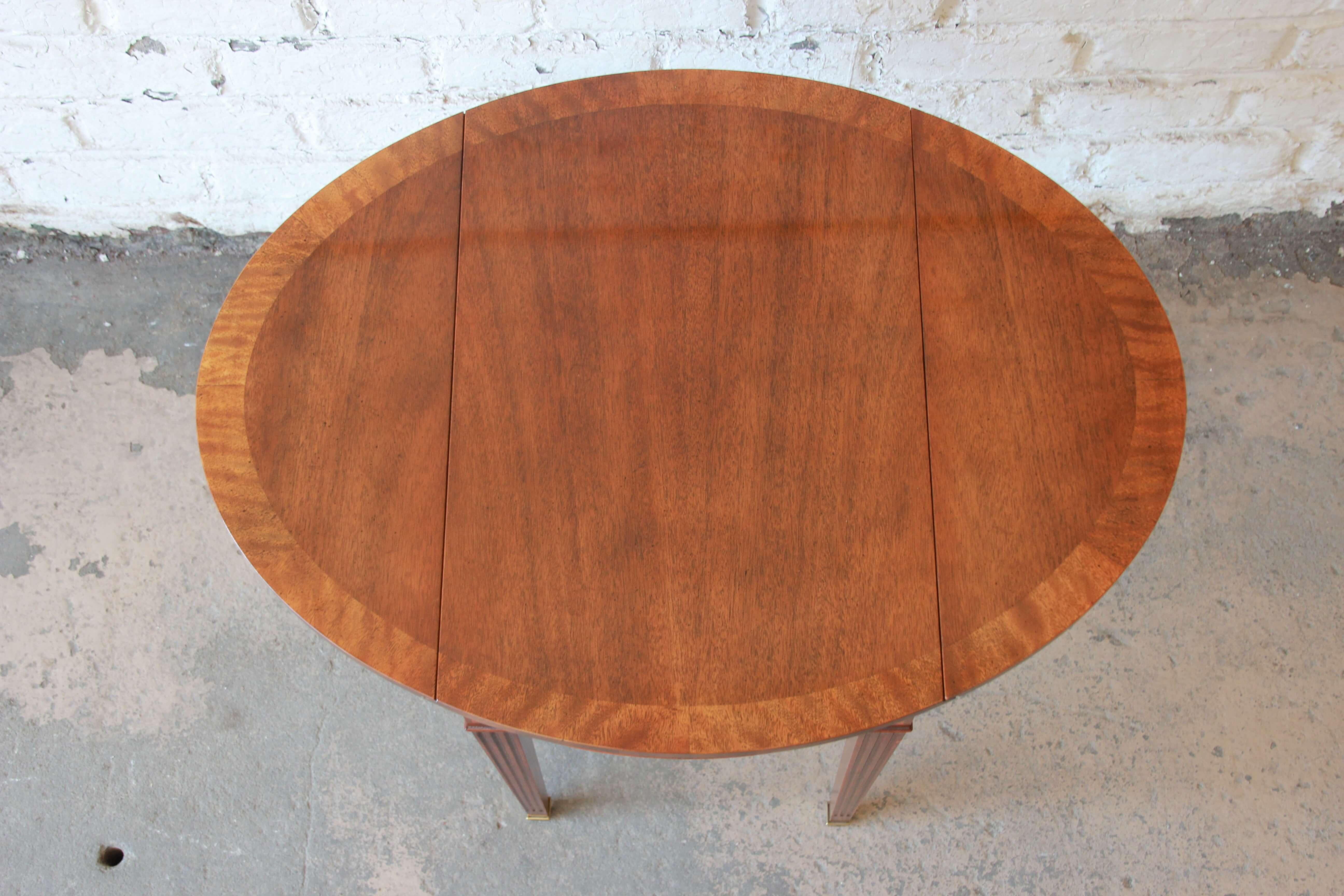 Georgian Baker Furniture Mahogany and Inlaid Satinwood Drop-Leaf Side Table