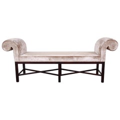Baker Furniture Mahogany and Velvet Upholstered Bench