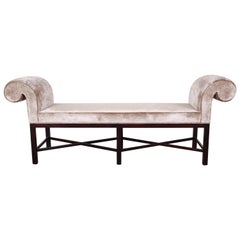 Baker Furniture Mahogany and Velvet Upholstered Bench