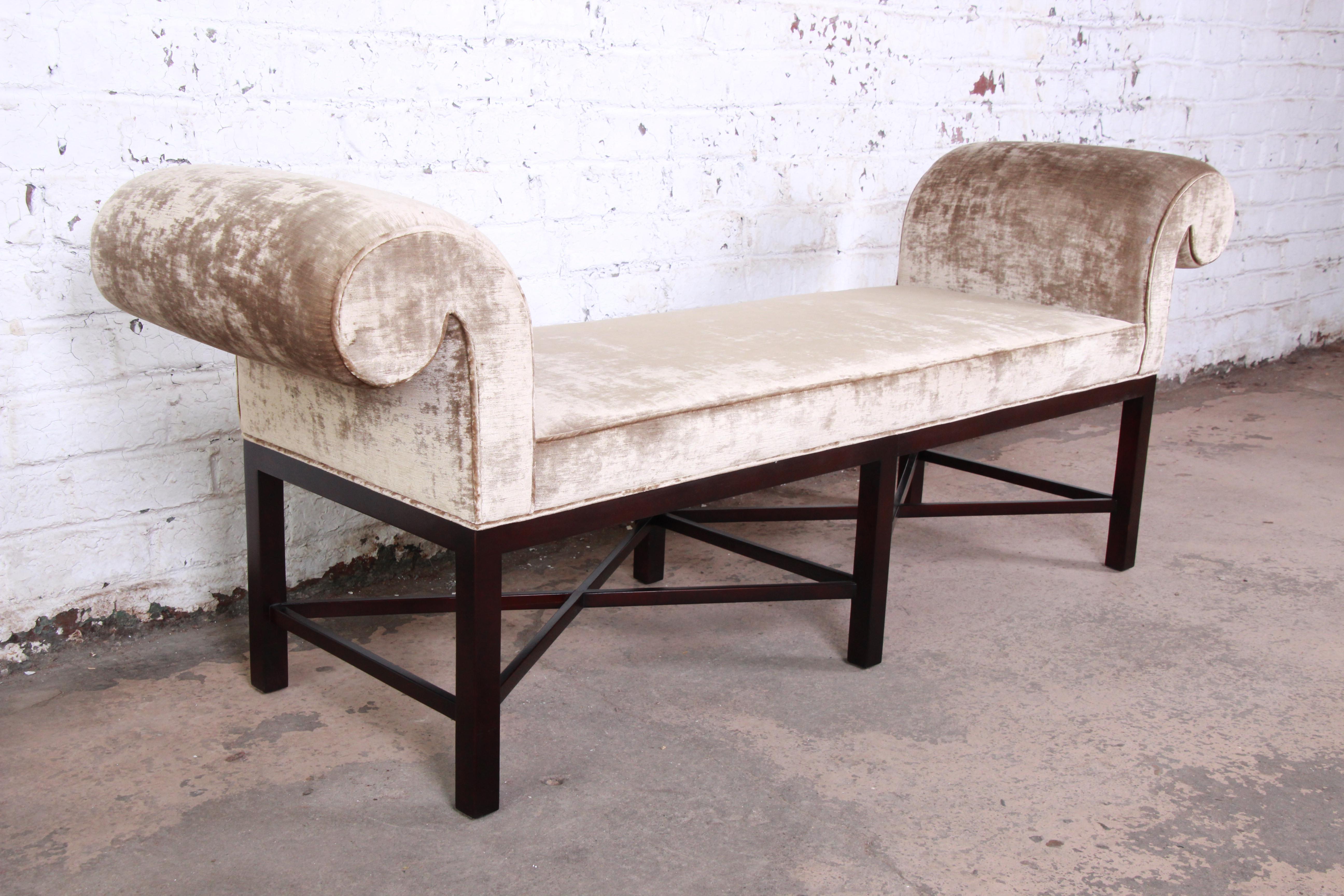 Baker Furniture Mahogany and Velvet Window Benches, Two Available 2