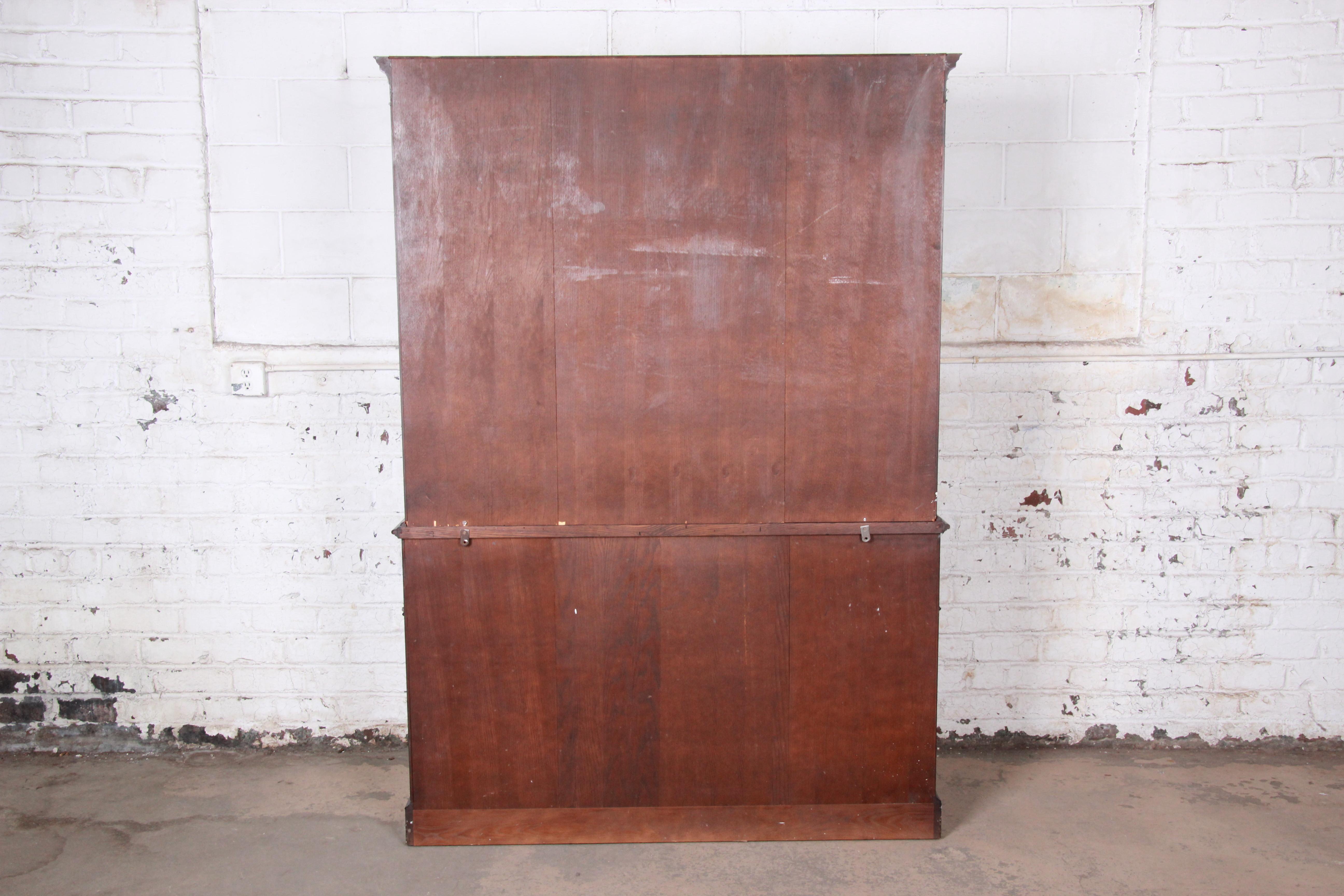 Baker Furniture Mahogany Breakfront Bookcase Cabinet with Secretary Desk, 1940s 7