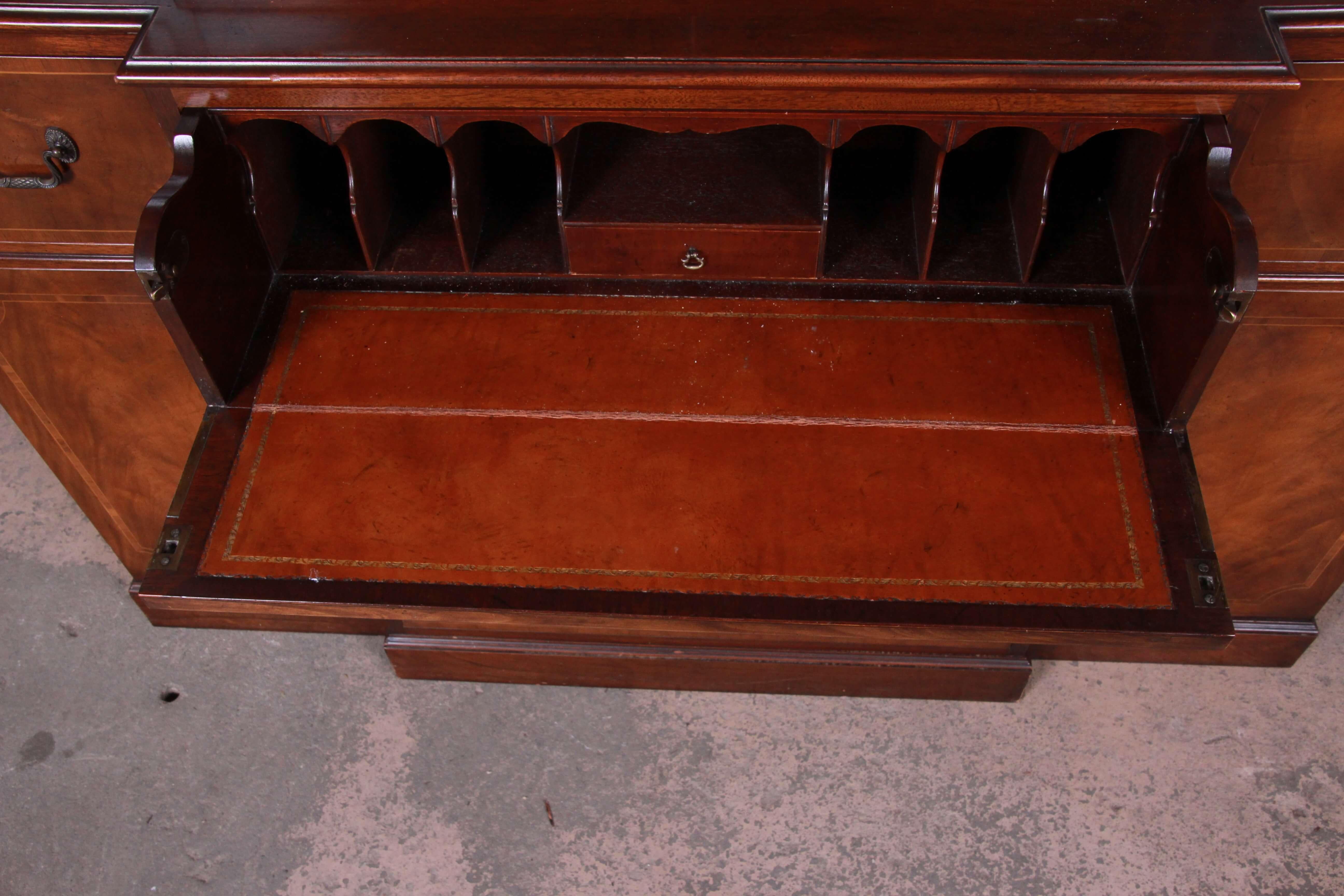 Baker Furniture Mahogany Breakfront Cabinet In Good Condition In South Bend, IN