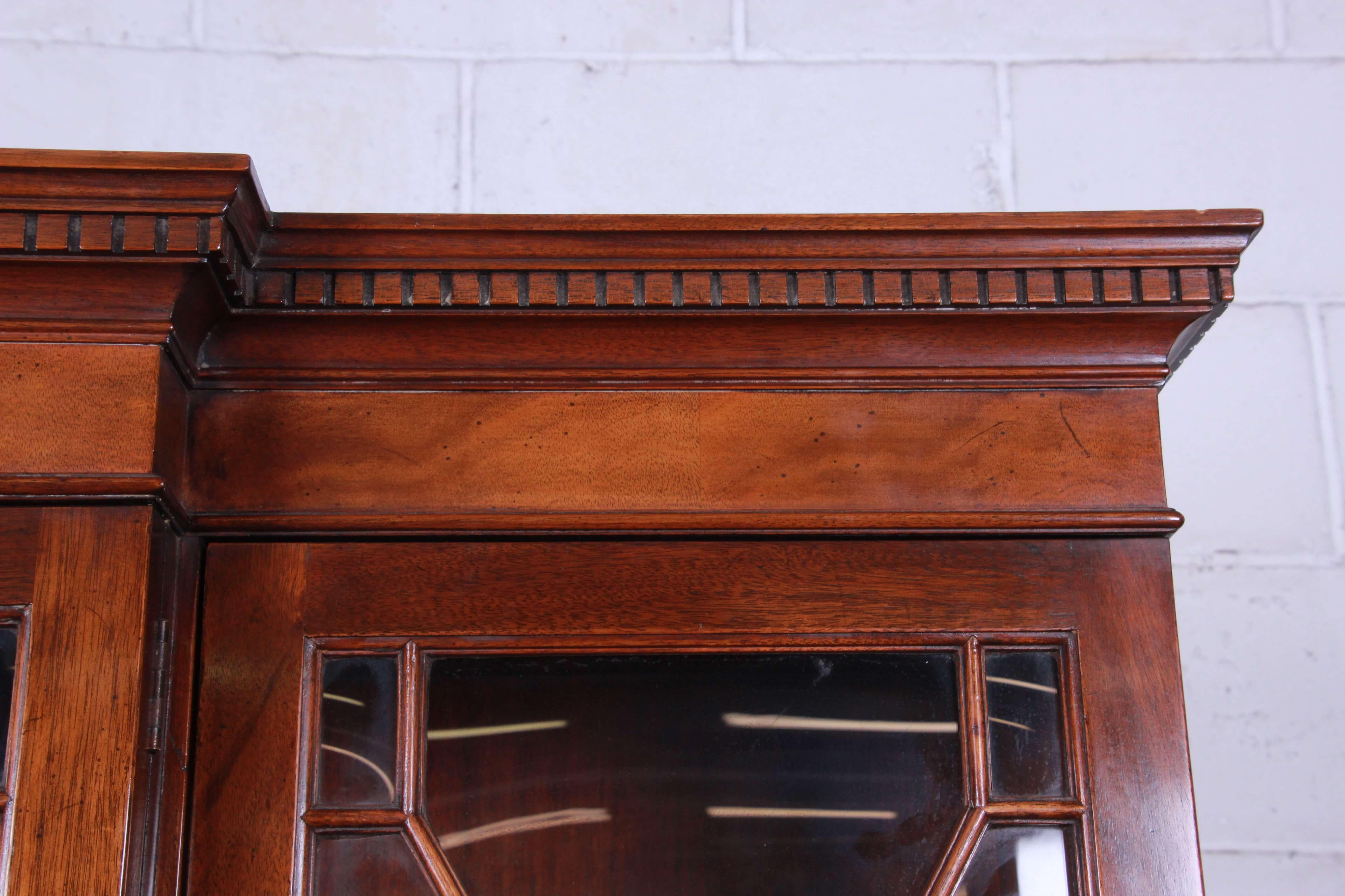 20th Century Baker Furniture Mahogany Breakfront Cabinet