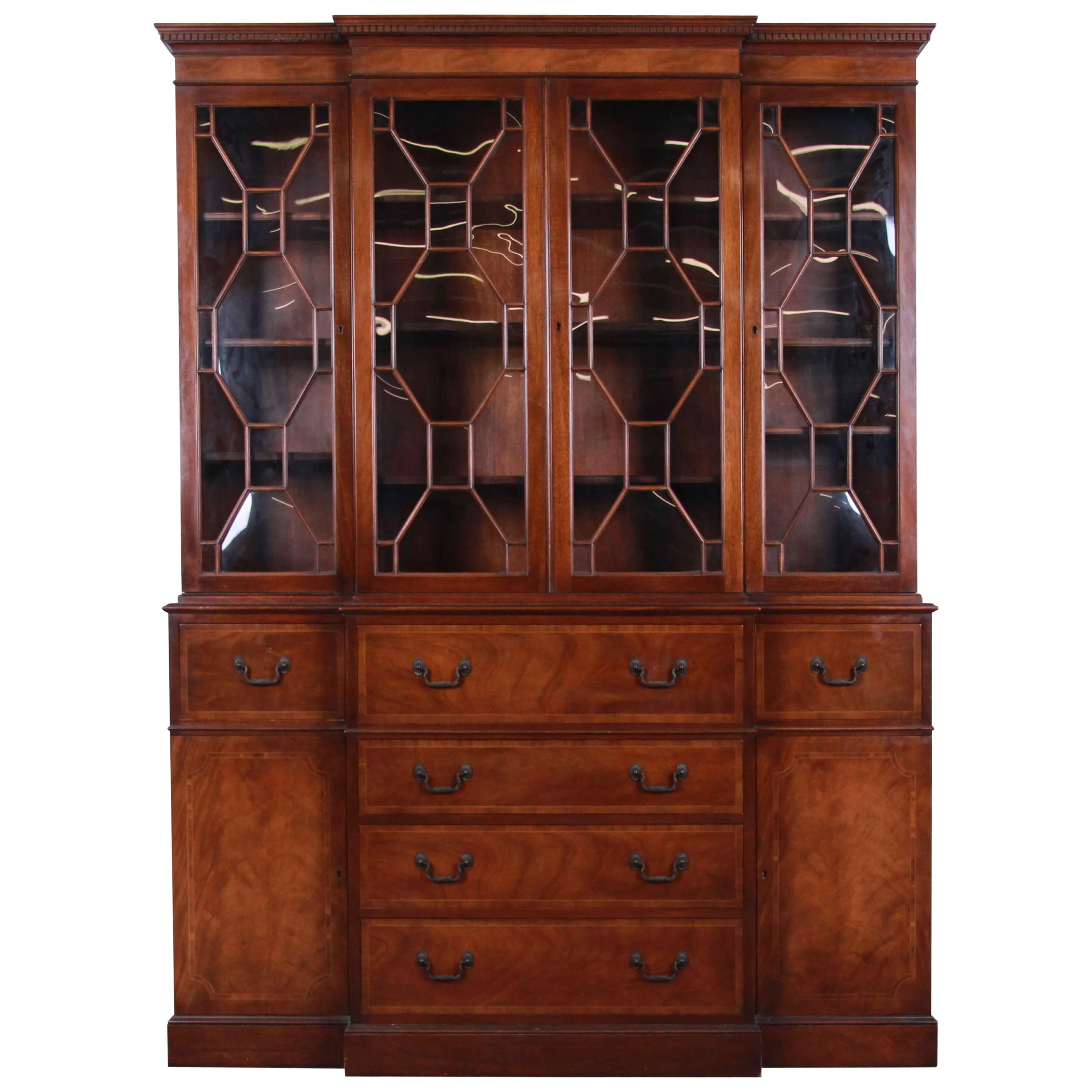 Baker Furniture Mahogany Breakfront Cabinet