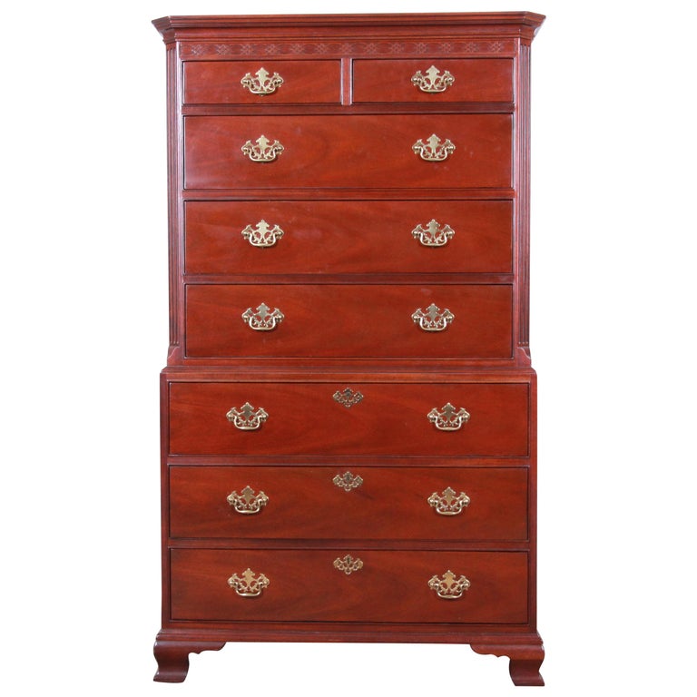 Baker Furniture Mahogany Chippendale Style Highboy Dresser For