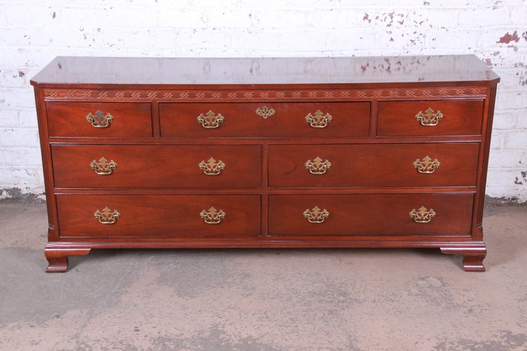 Baker Furniture Mahogany Chippendale Style Long Dresser For Sale