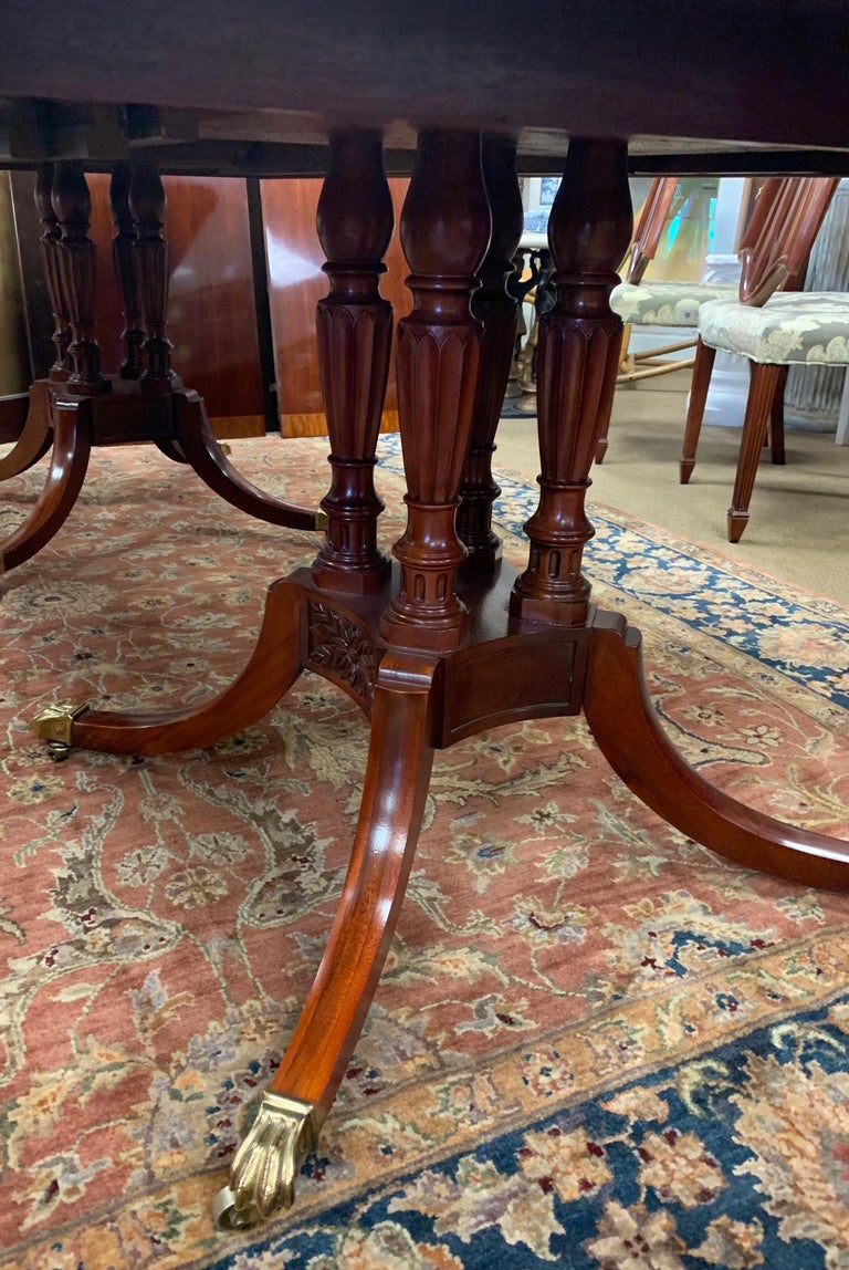 Baker Furniture Mahogany Double Pedestal Dining Table at 1stDibs