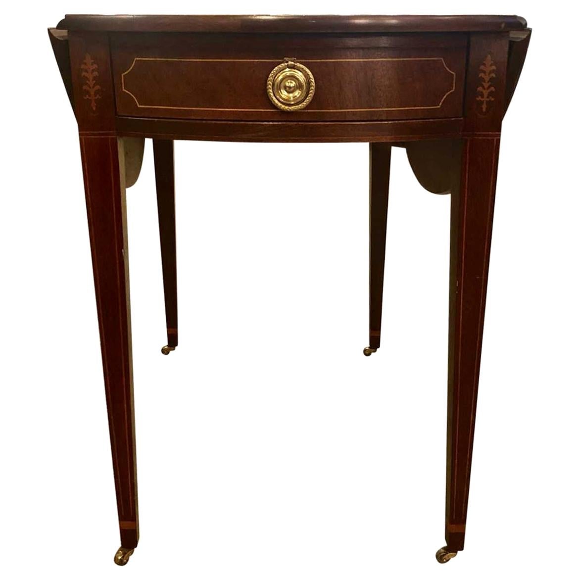 Baker Furniture Mahogany Drop-Leaf Table For Sale