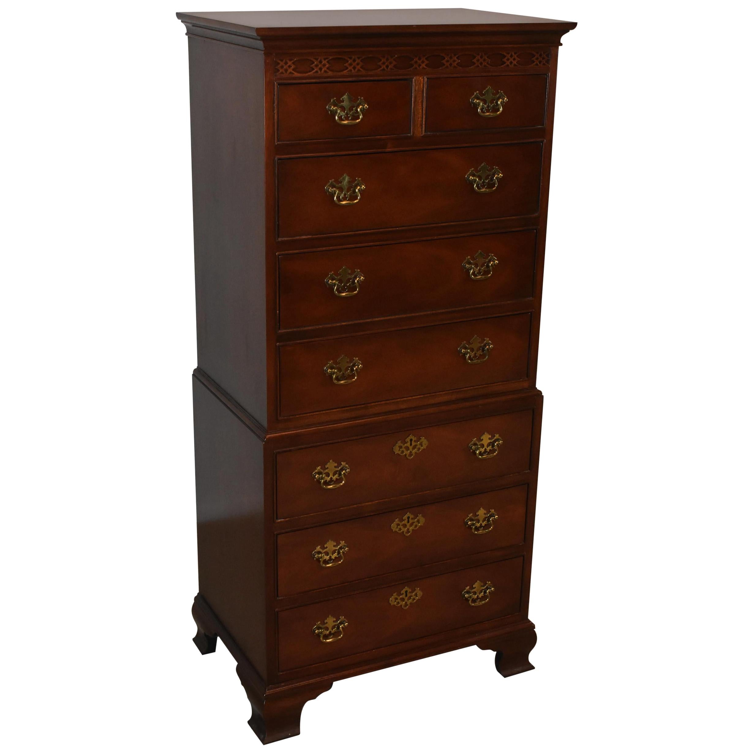 Baker Furniture Mahogany Eight-Drawer Chippendale Lingerie Chest