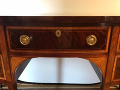 Baker Furniture Mahogany Inlay Bow Front Sideboard Buffet Server Credenza