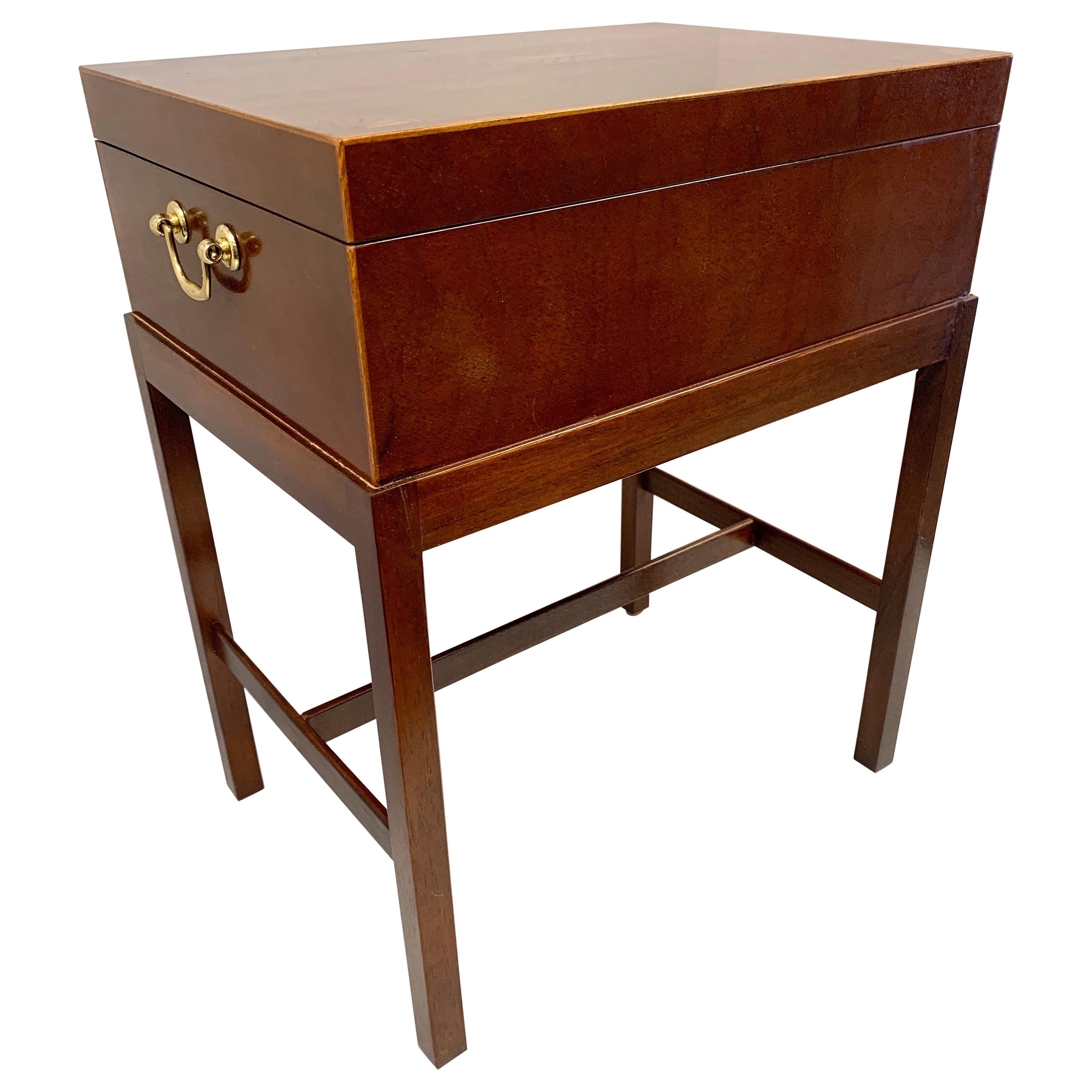 Baker Furniture Mahogany Inlay Box on Stand Table