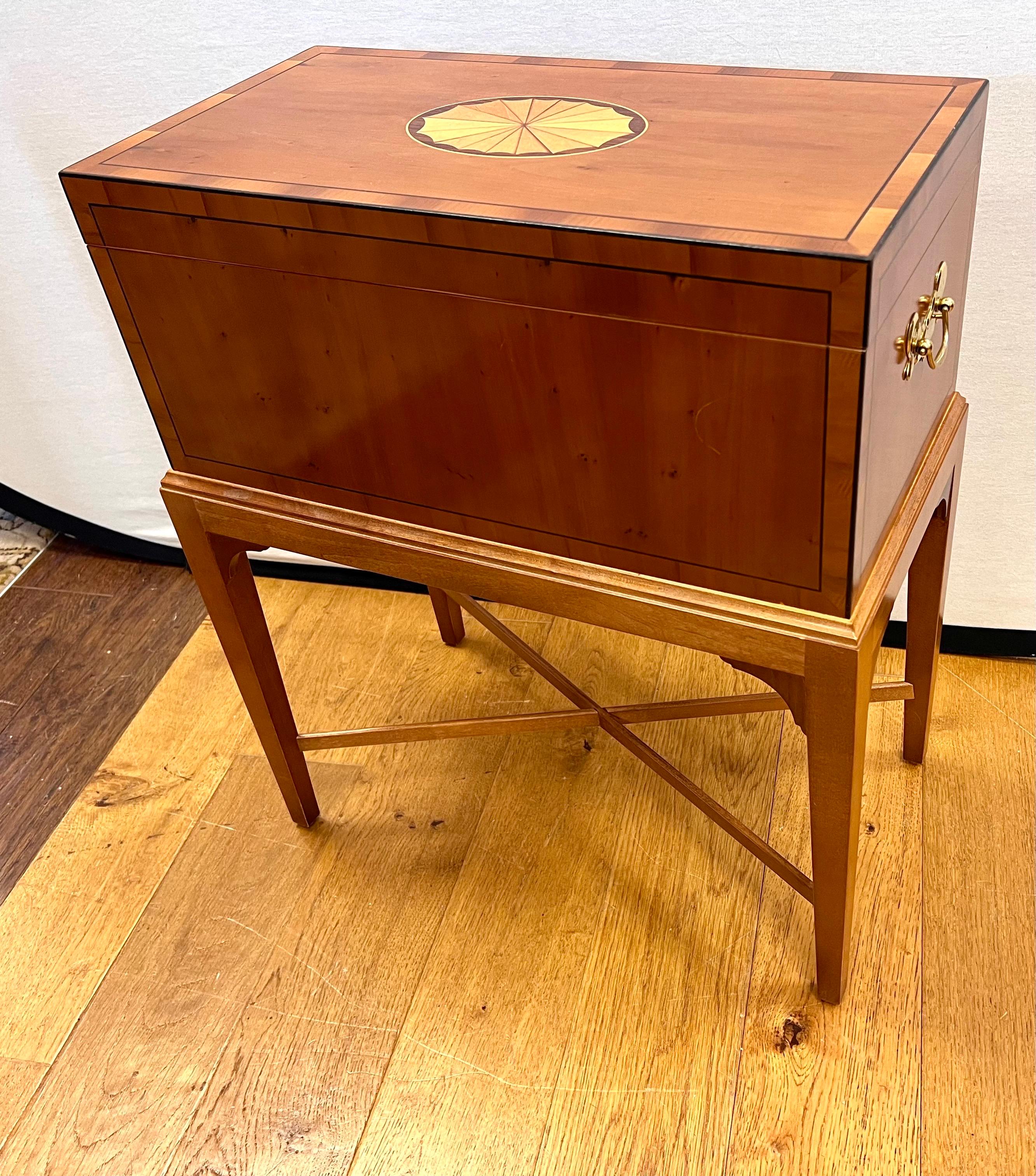 Baker Furniture Mahogany Inlay Table with Small Chest Box on Stand for Storage 1