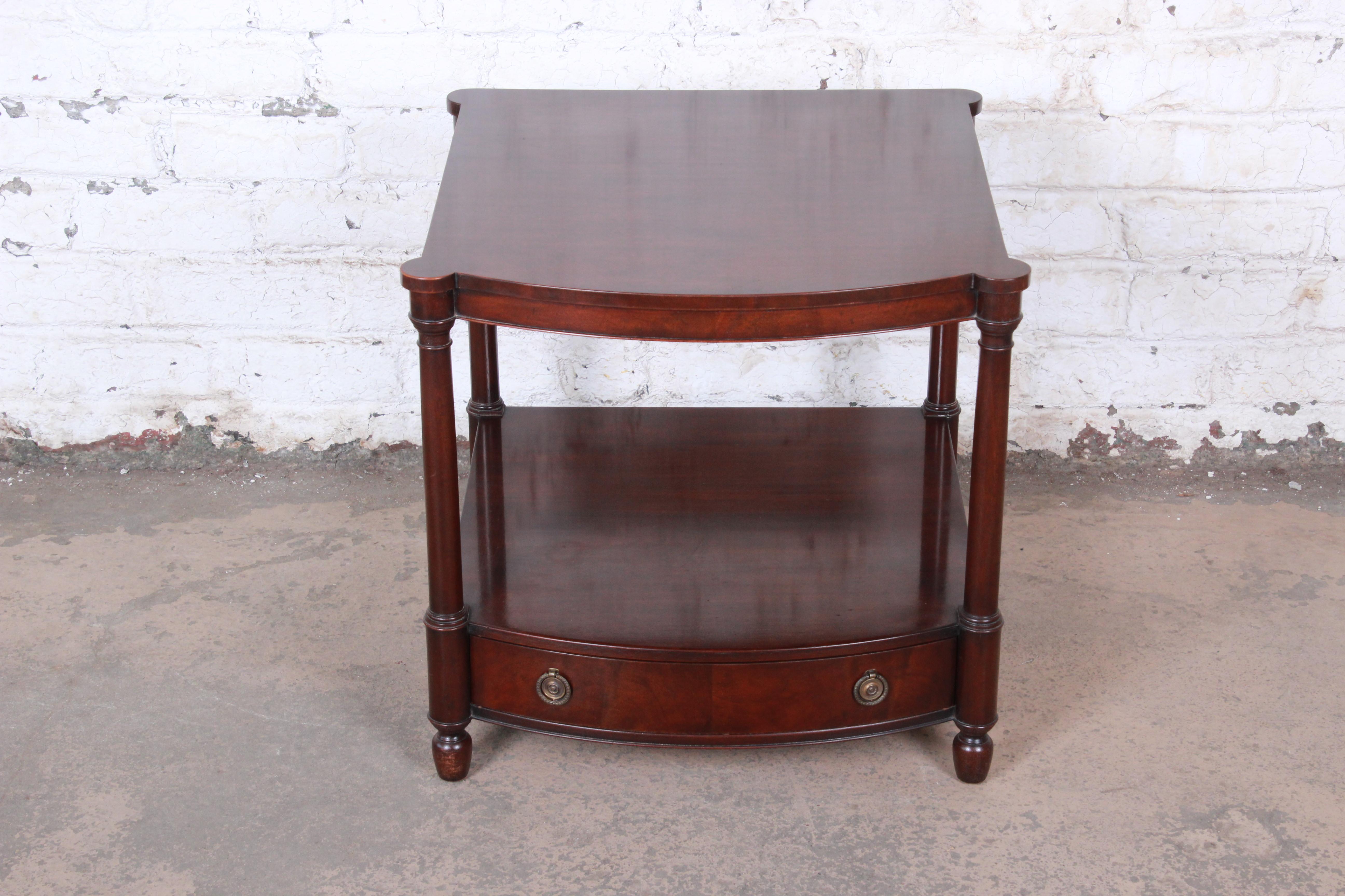 British Colonial Baker Furniture Mahogany Occasional Table or Nightstand, circa 1950s