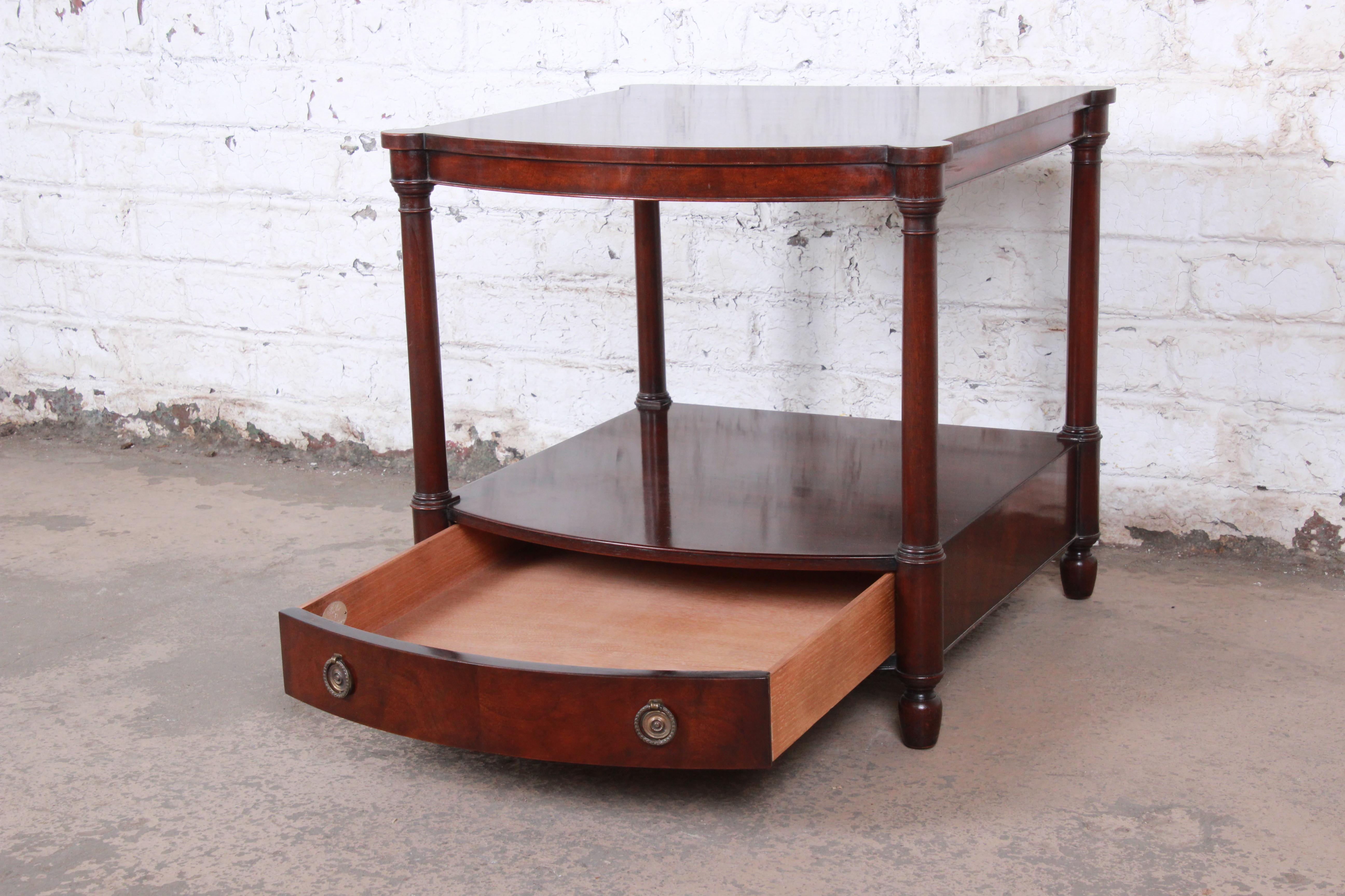 Brass Baker Furniture Mahogany Occasional Table or Nightstand, circa 1950s