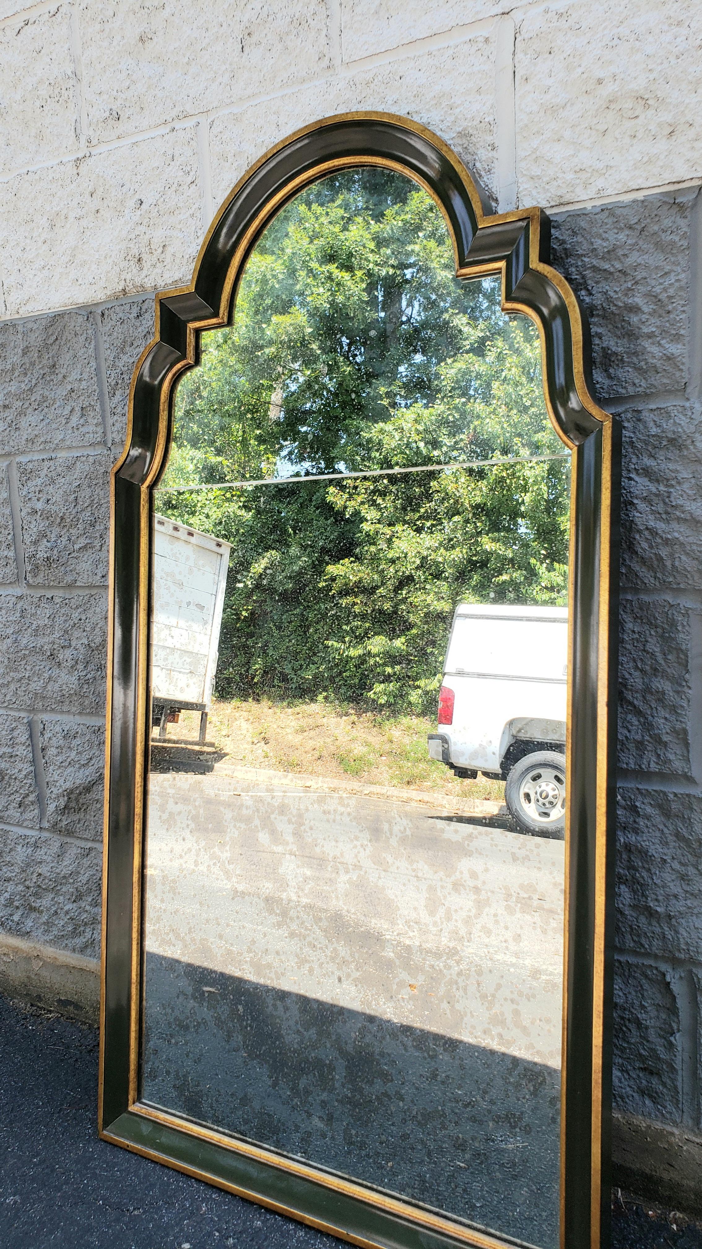 Classical Roman Baker Furniture Mahogany Partial Gilt and Green Baker Wall Mirror For Sale