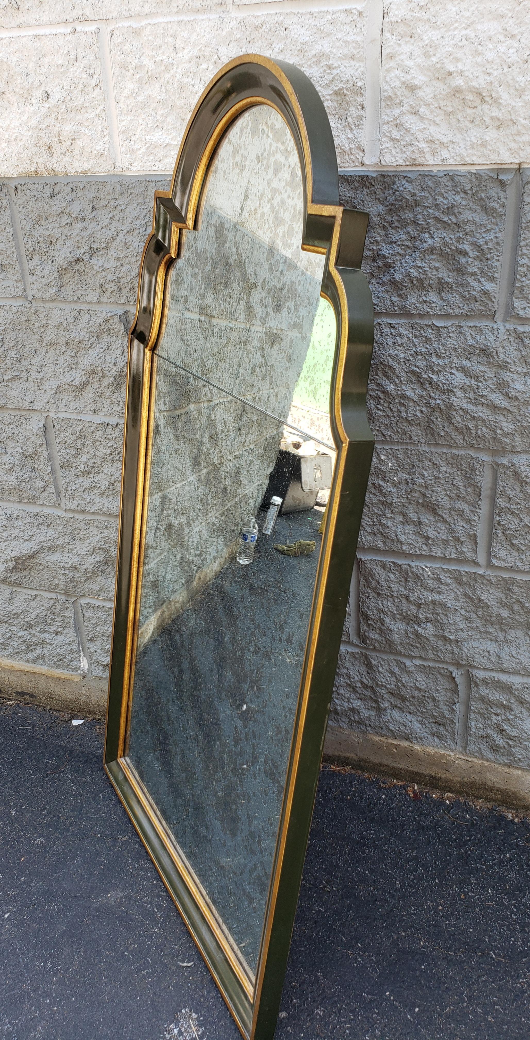 American Baker Furniture Mahogany Partial Gilt and Green Baker Wall Mirror For Sale