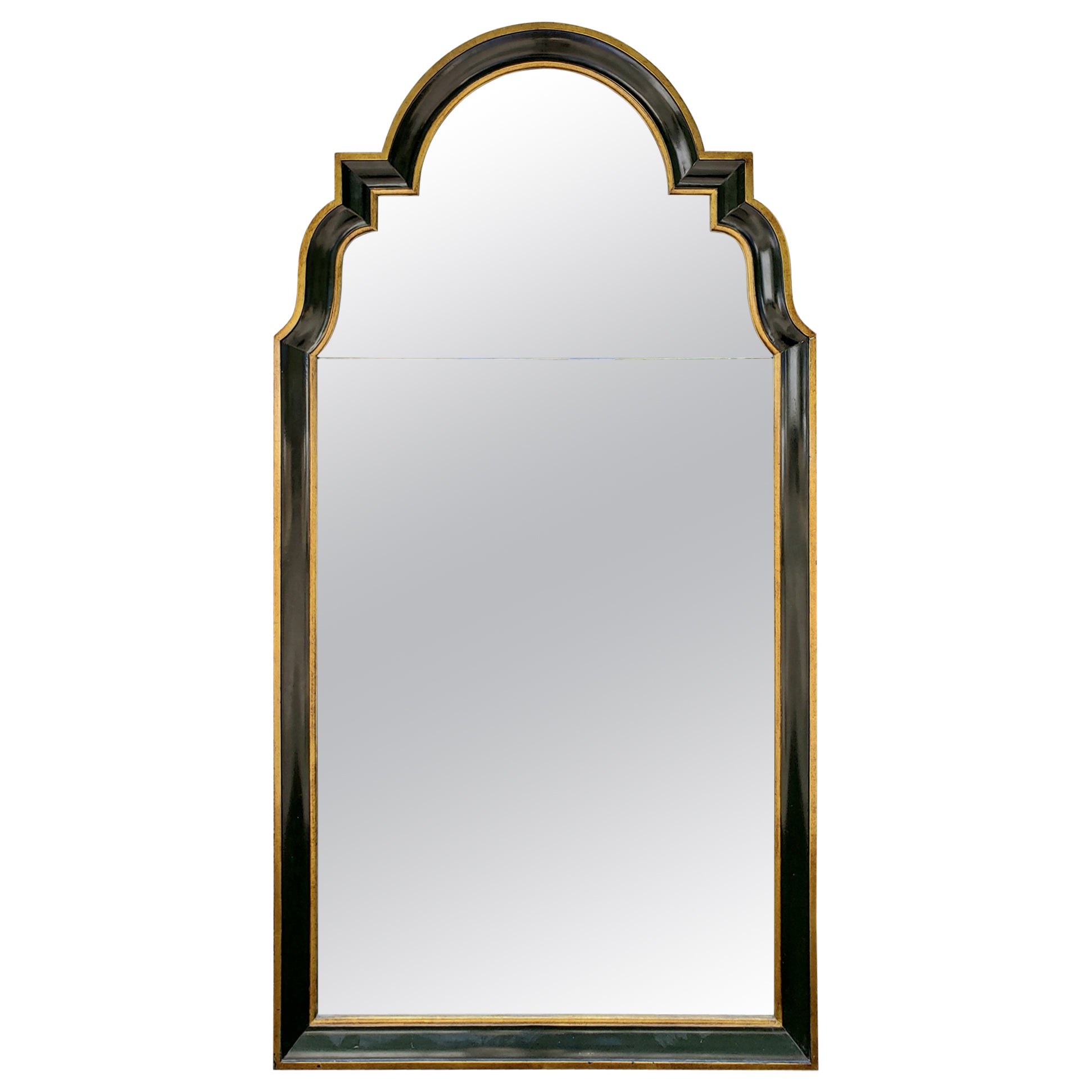 Baker Furniture Mahogany Partial Gilt and Green Baker Wall Mirror