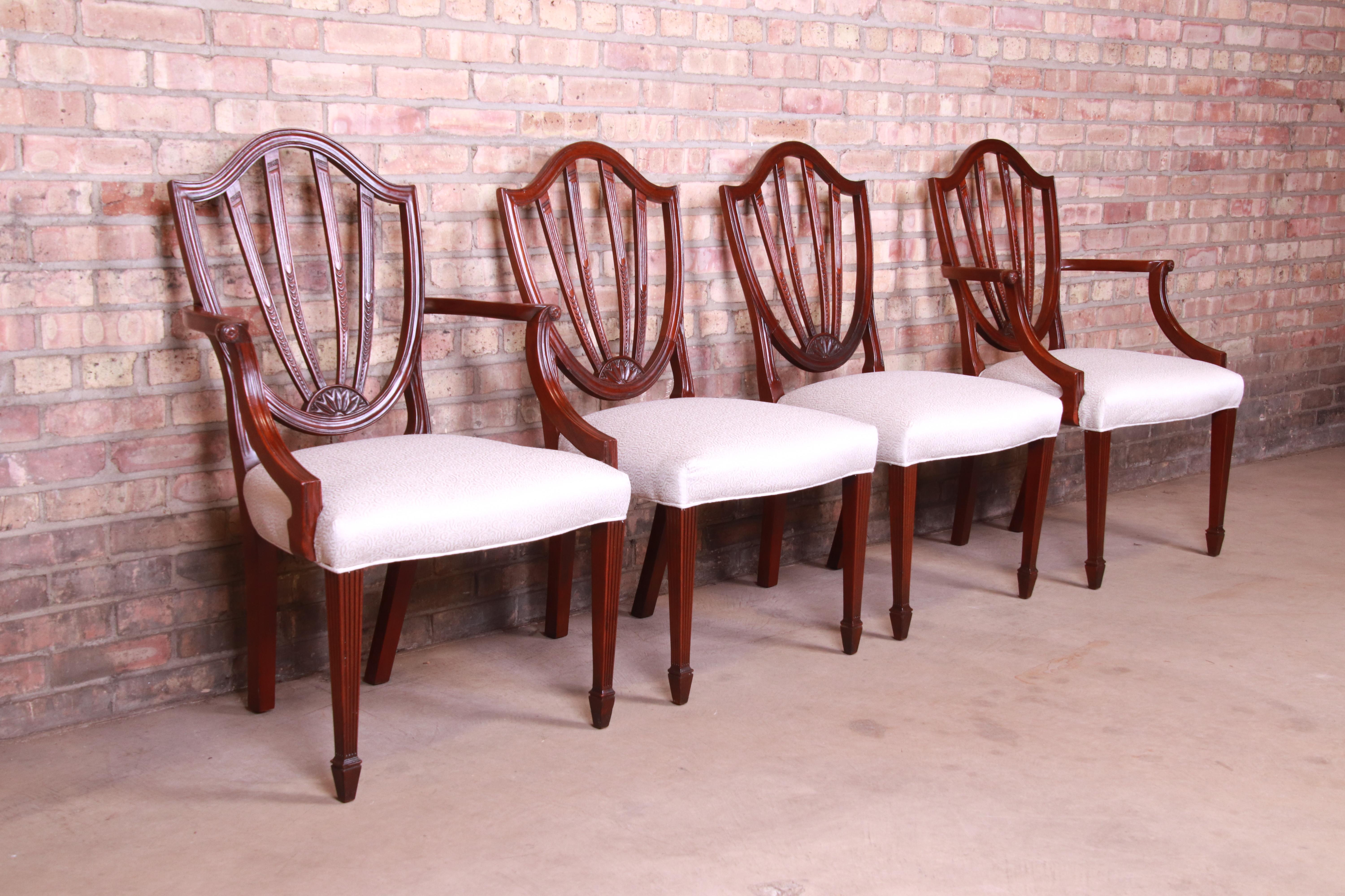 Federal Baker Furniture Mahogany Shield Back Dining Chairs, Set of Four