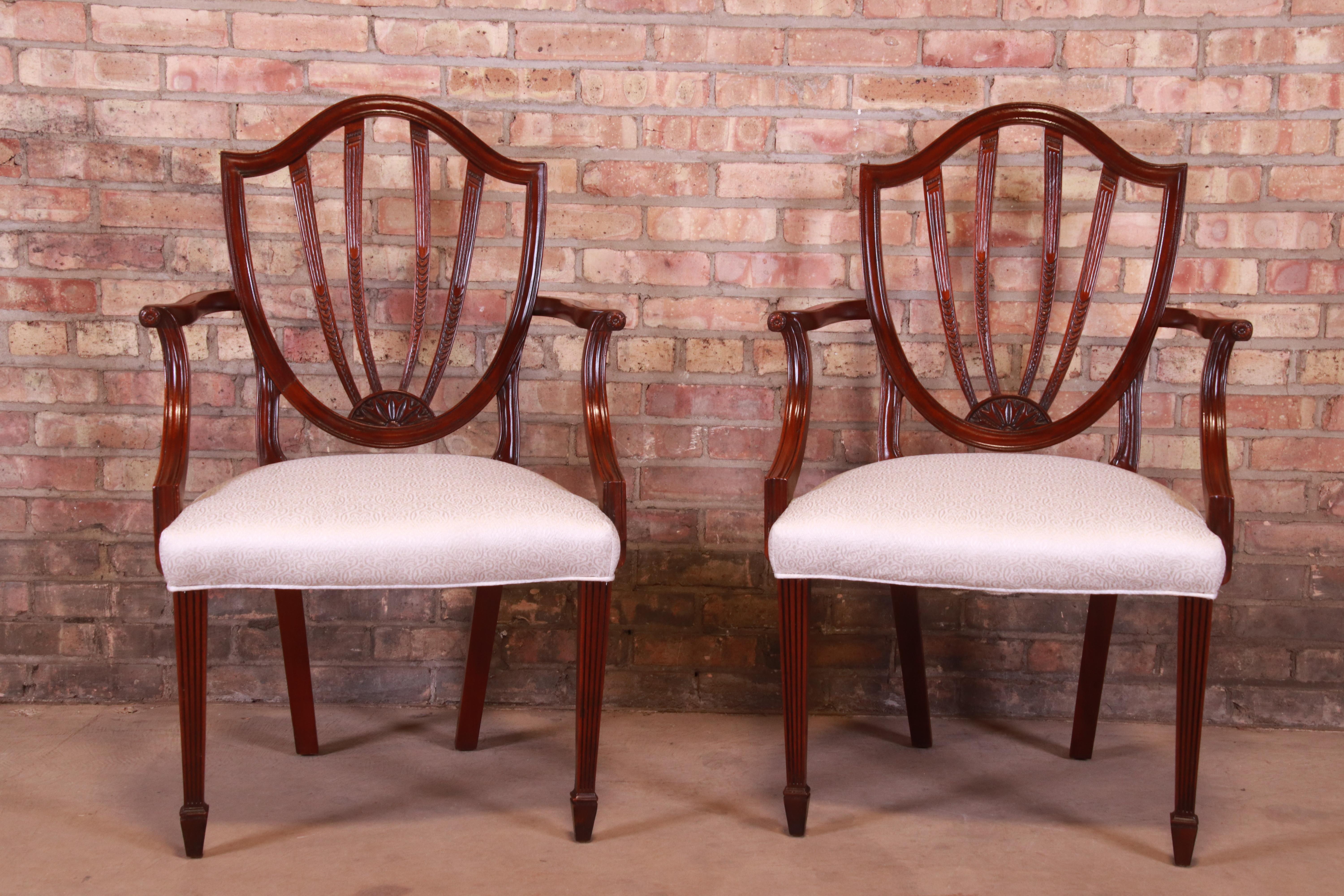 American Baker Furniture Mahogany Shield Back Dining Chairs, Set of Four