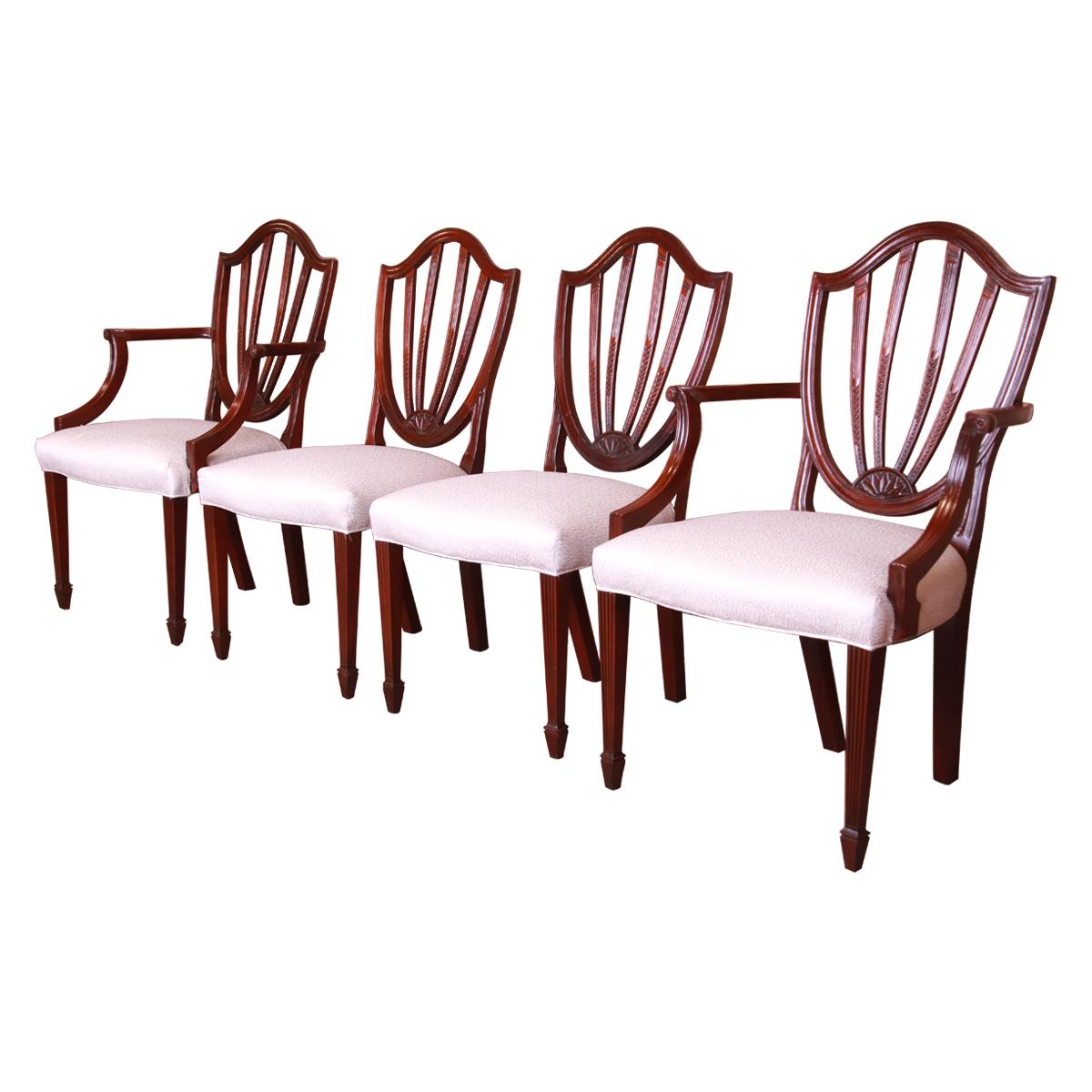 Baker Furniture Mahogany Shield Back Dining Chairs, Set of Four