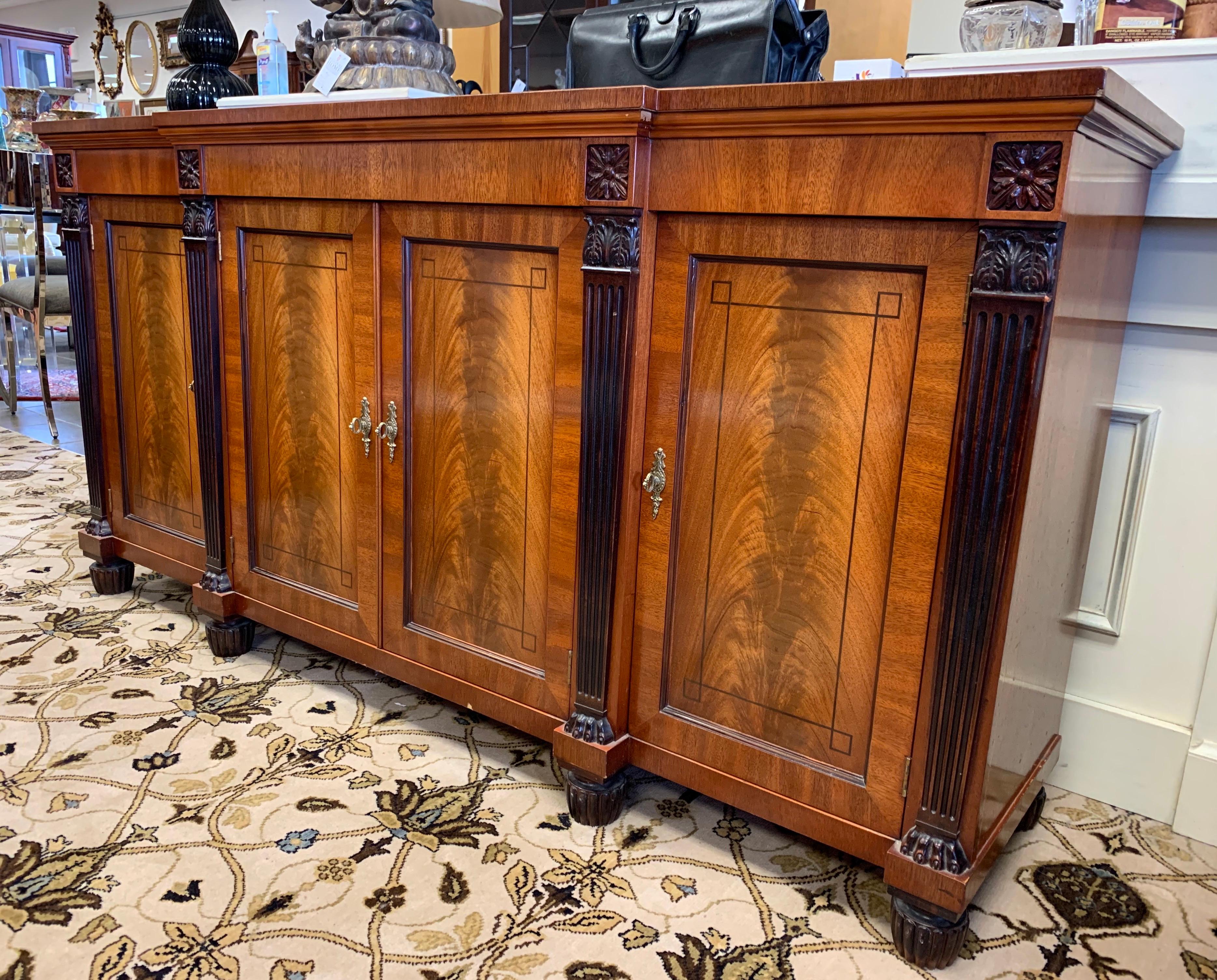 Baker Furniture Neoclassical Style Mahogany Sideboard Buffet Server Bar