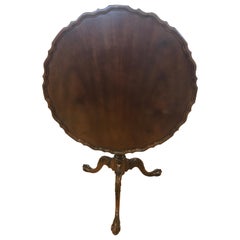 Retro Baker Furniture Mahogany Wood Pie Crust Tilt-Top Table