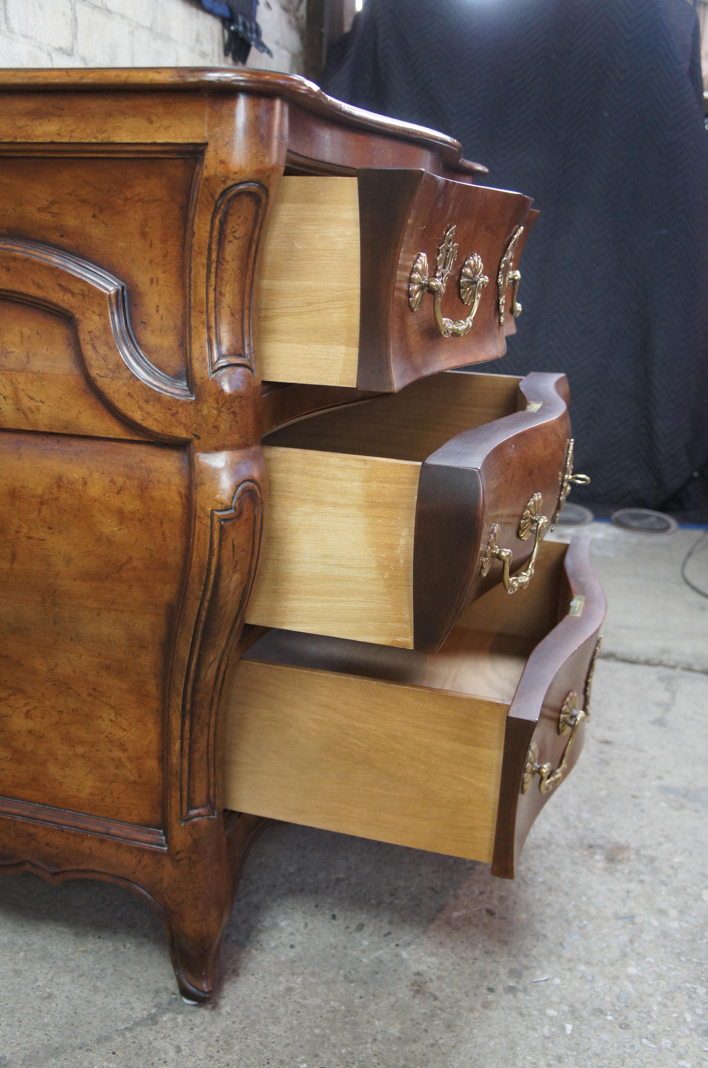 20th Century Baker Furniture McMillen Walnut Serpentine Louis XV Bombe Chest Commode Console