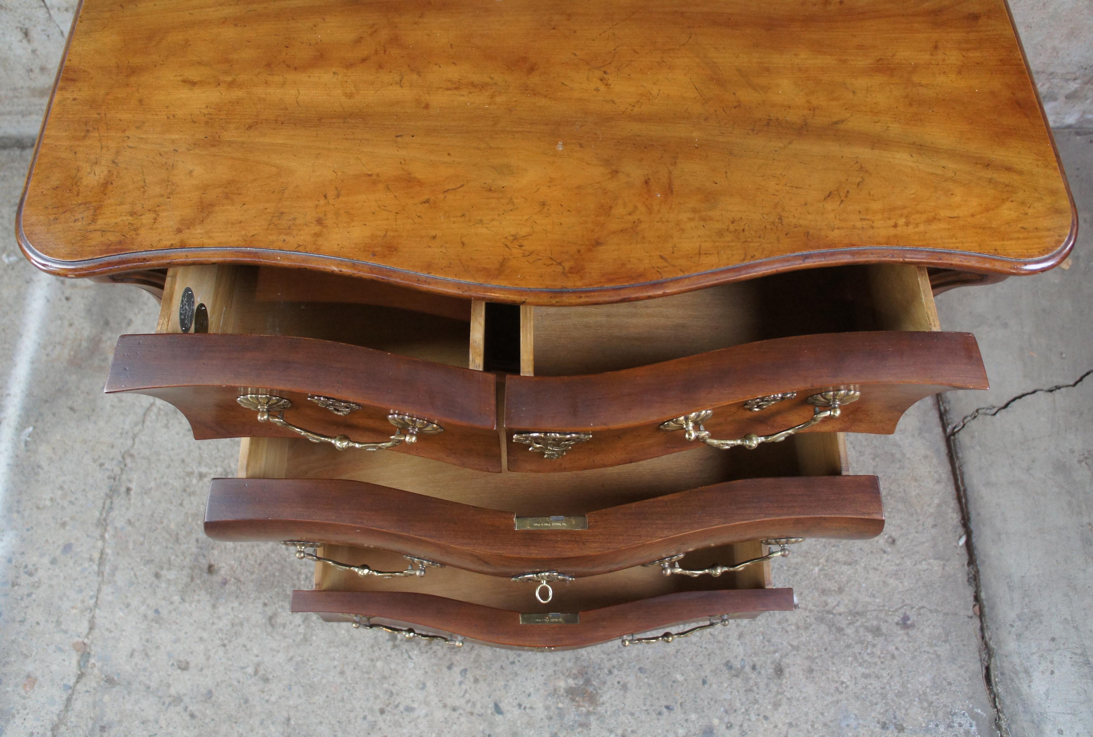 Baker Furniture McMillen Walnut Serpentine Louis XV Bombe Chest Commode Console 2