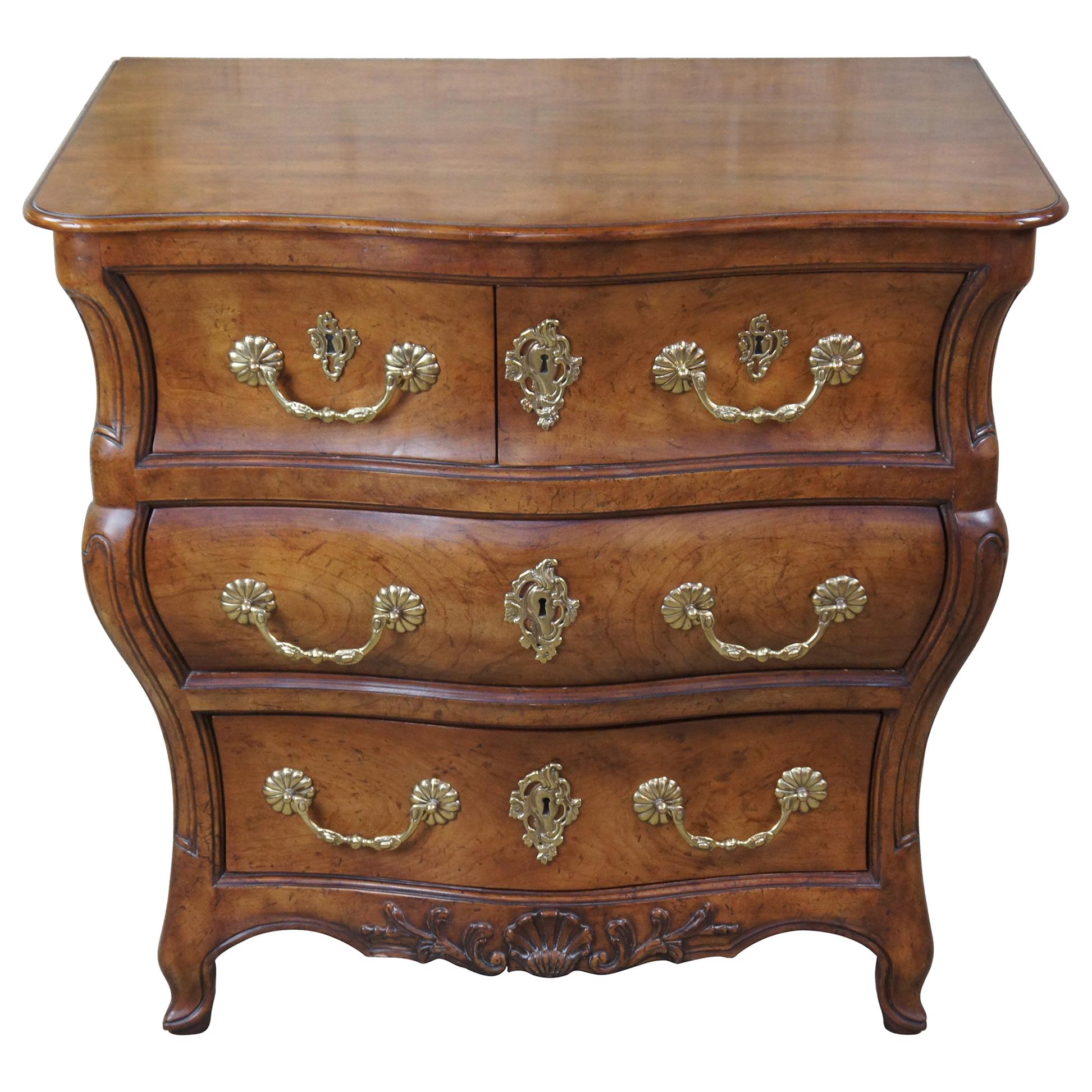 Baker Furniture McMillen Walnut Serpentine Louis XV Bombe Chest Commode Console