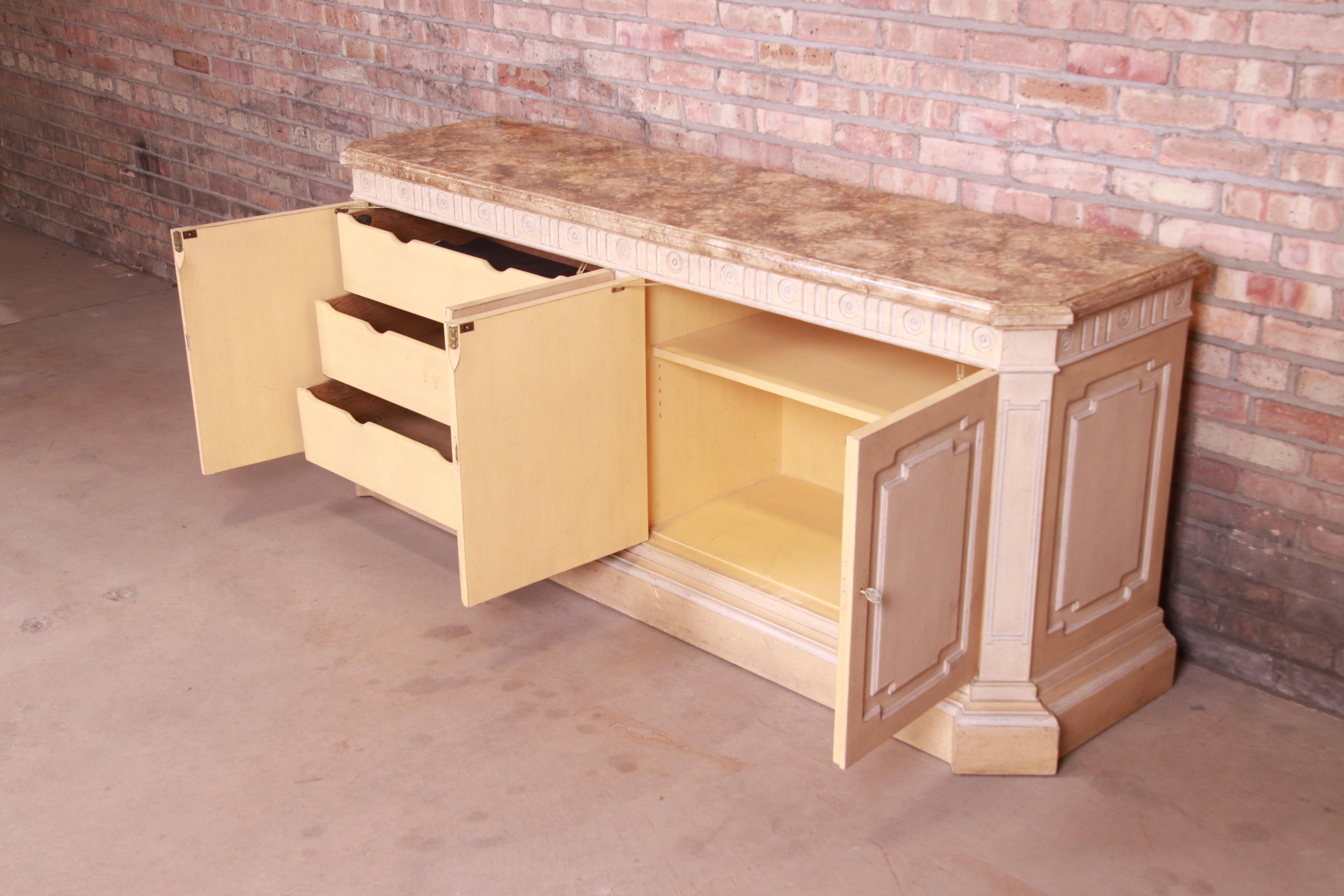 Baker Furniture Mediterranean Style Sideboard Credenza or Bar Cabinet 6