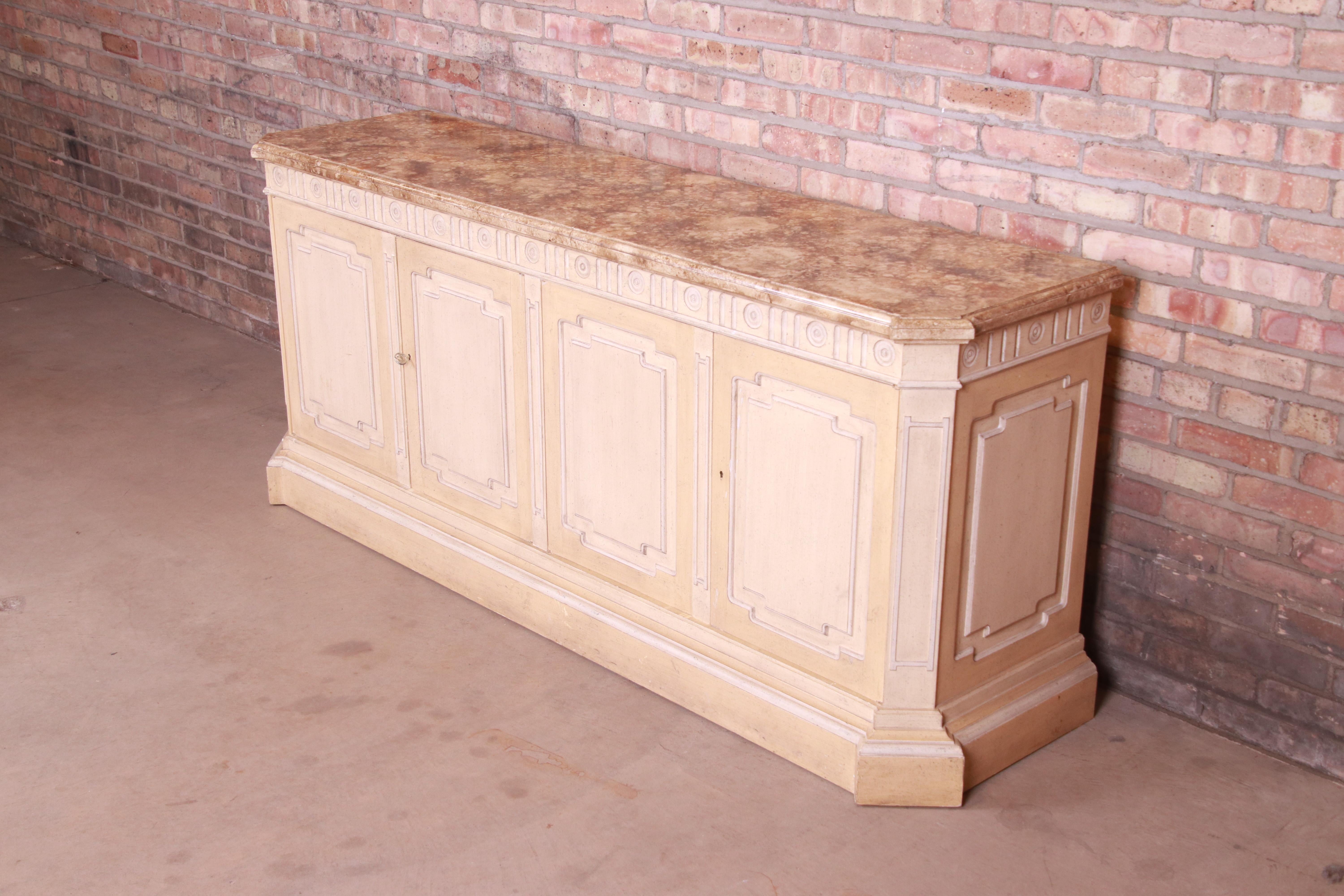 Mid-Century Modern Baker Furniture Mediterranean Style Sideboard Credenza or Bar Cabinet