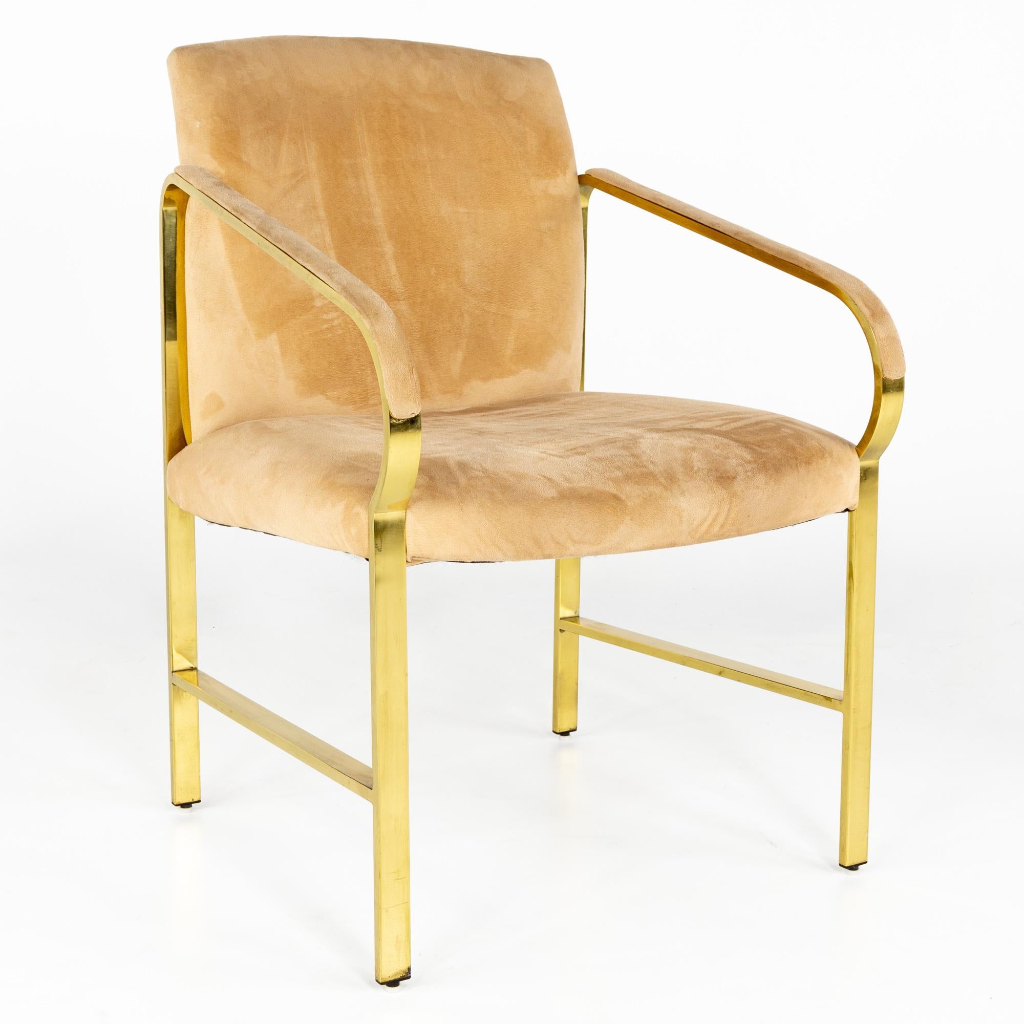 American Baker Furniture Mid Century Brass Arm Chairs, a Pair For Sale