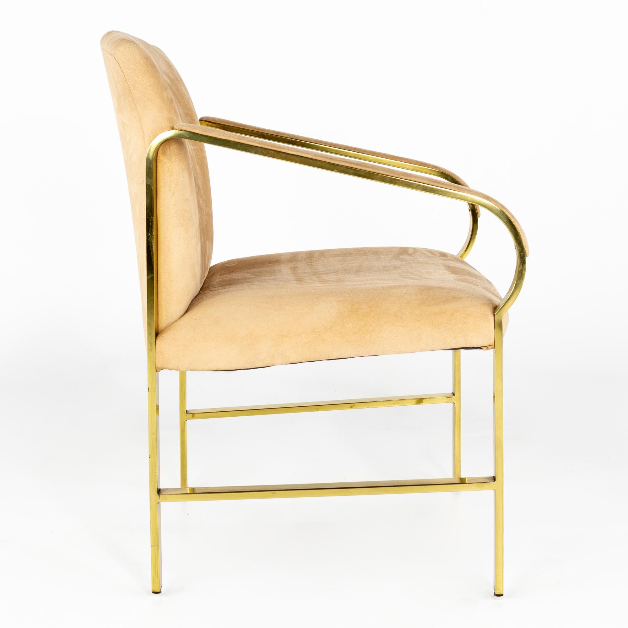 Baker Furniture Mid Century Brass Arm Chairs, a Pair For Sale 1
