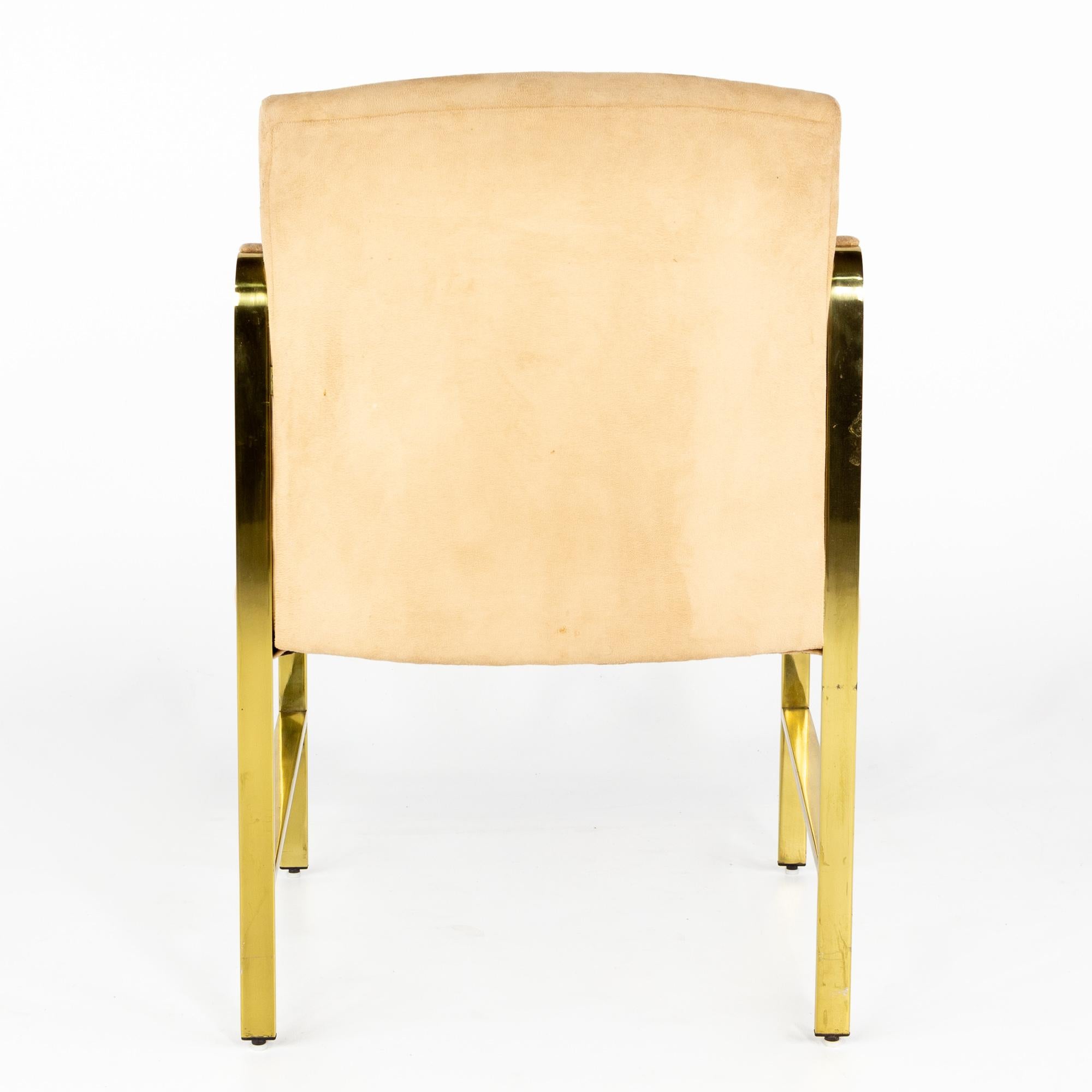 Baker Furniture Mid Century Brass Arm Chairs, a Pair For Sale 2