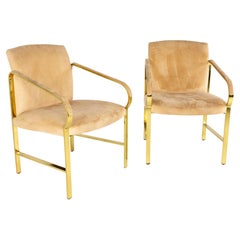 Vintage Baker Furniture Mid Century Brass Arm Chairs, a Pair