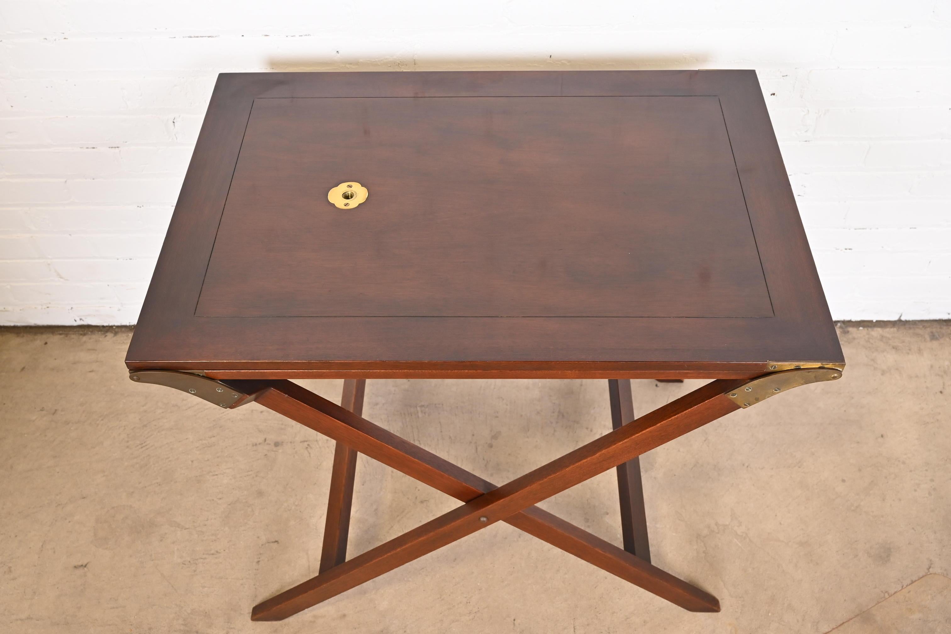 Baker Furniture Mid-Century Campaign Mahogany Butler Stand With Removable Tray 5