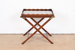 Baker Furniture Mid-Century Campaign Mahogany Butler Stand With Removable Tray