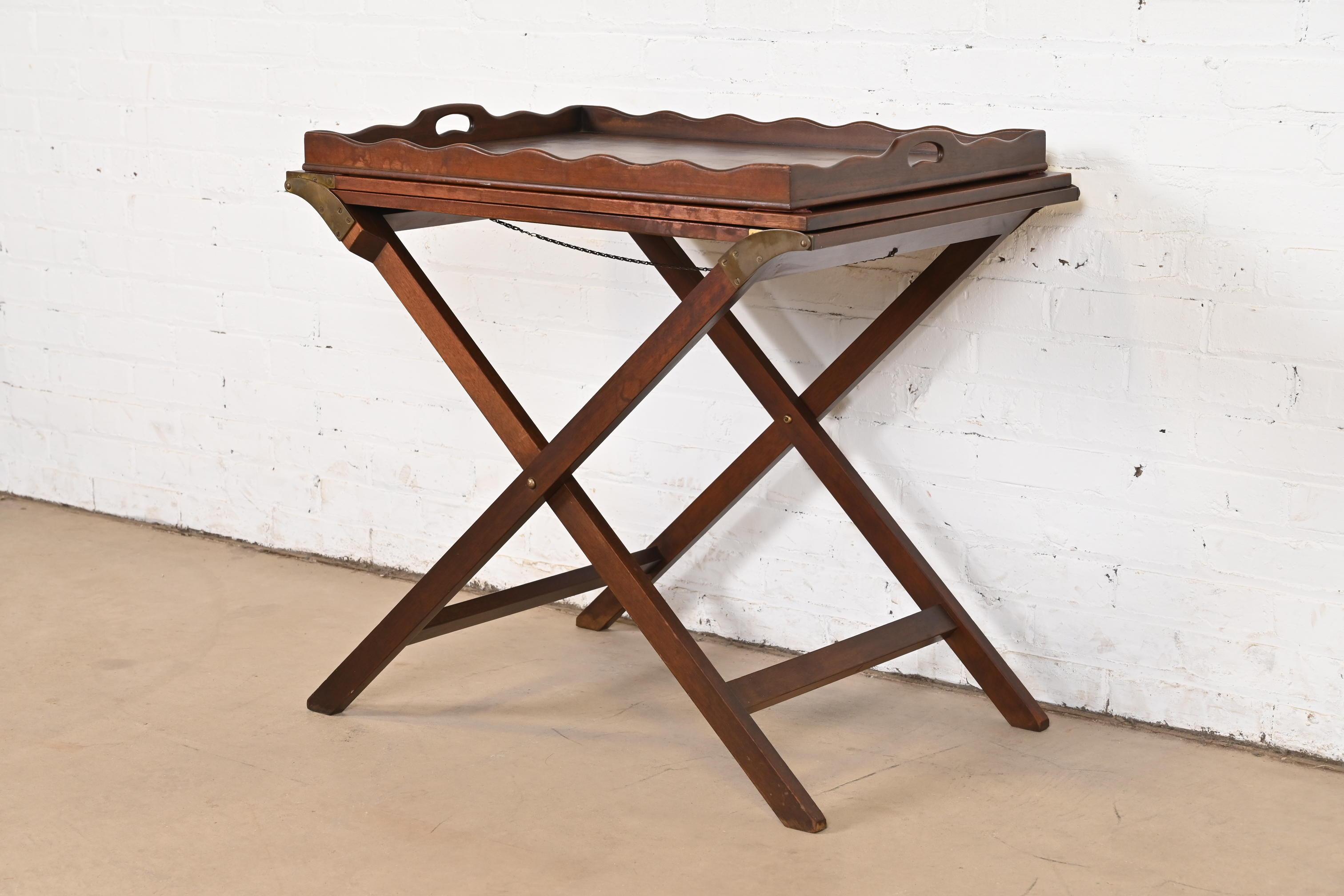Campagne Baker Furniture Mid-Century Campaigner Mahogany Extending Butler Stand en vente
