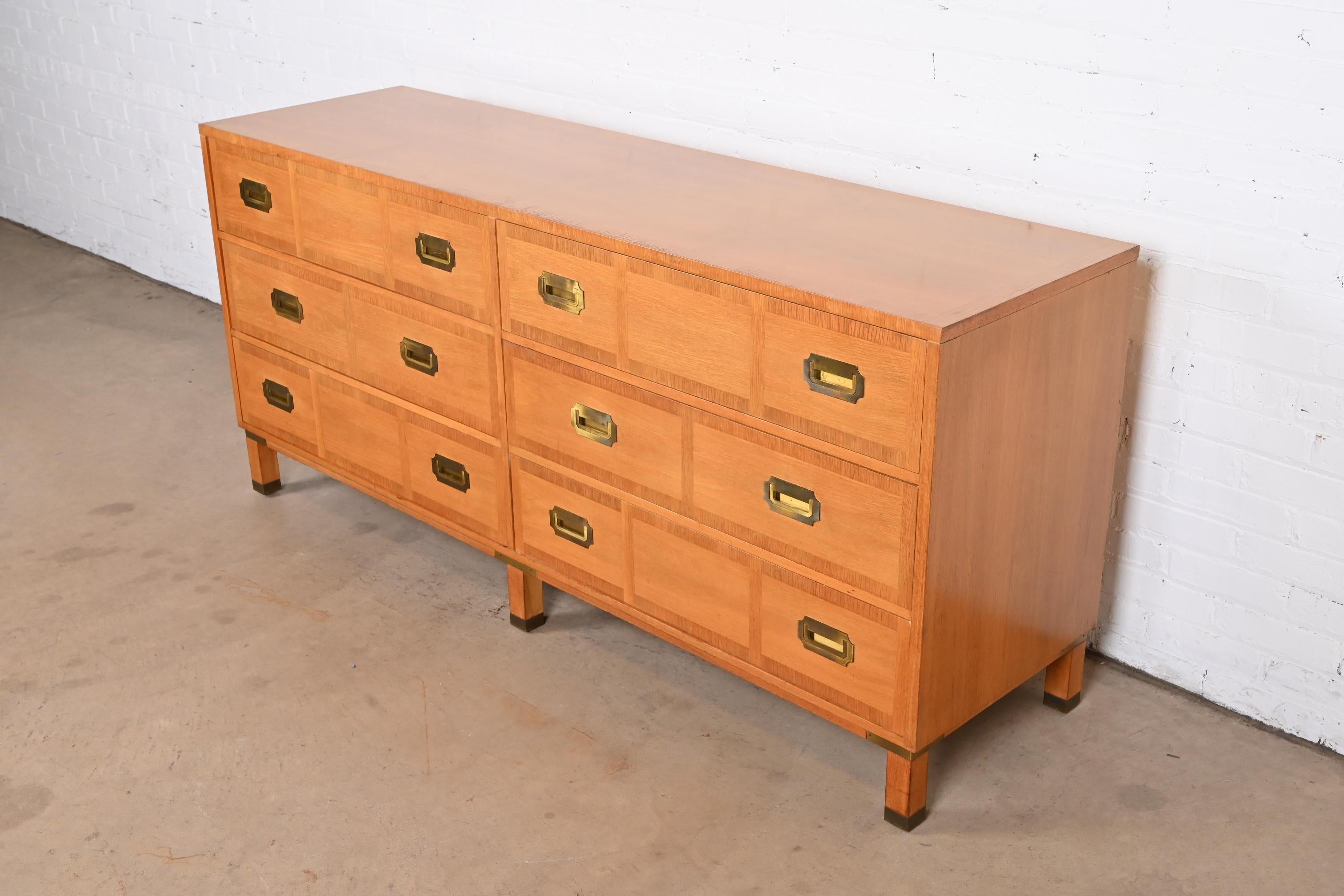 Mid-Century Modern Baker Furniture Midcentury Campaign Walnut Long Dresser or Credenza, 1960s