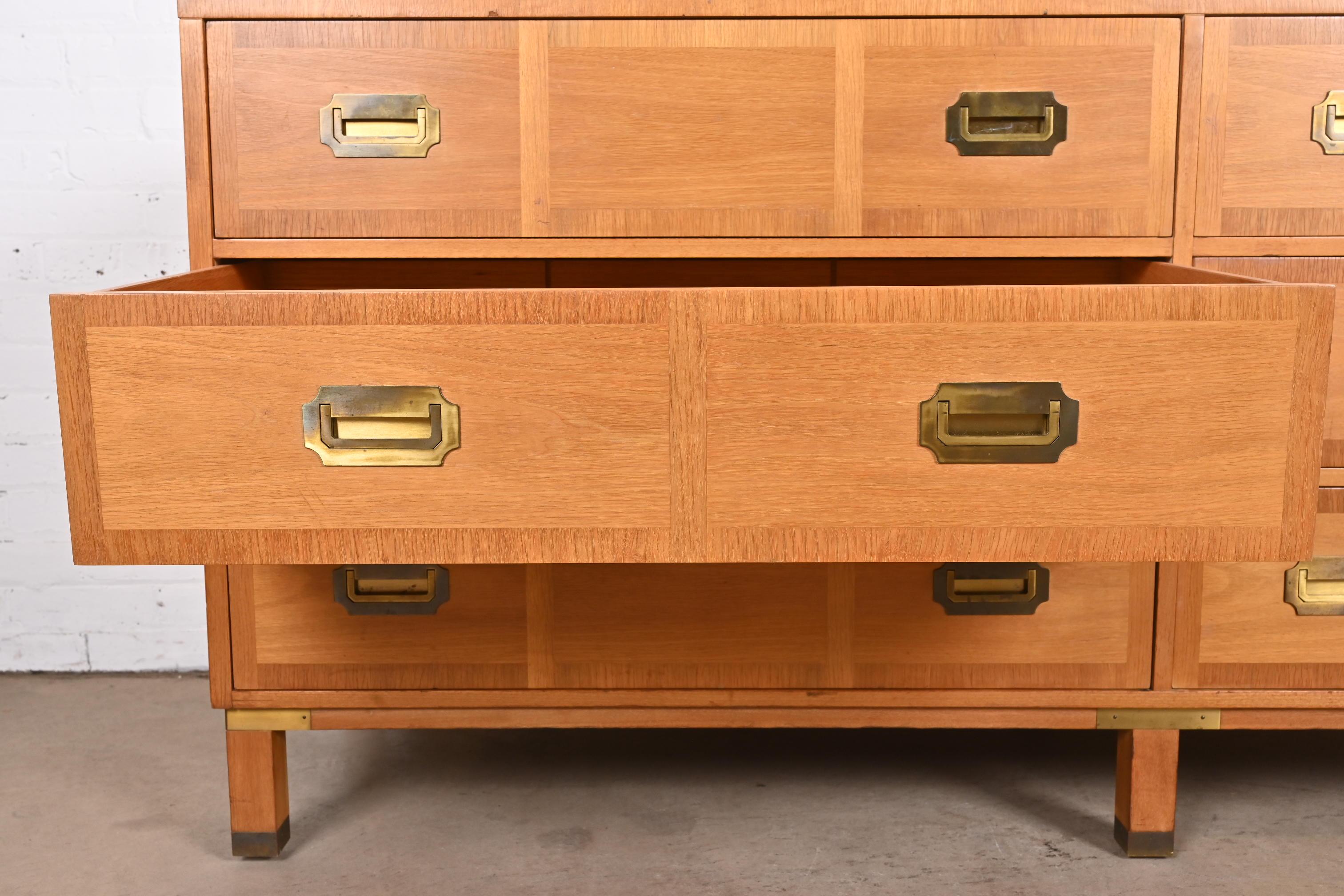 Mid-20th Century Baker Furniture Midcentury Campaign Walnut Long Dresser or Credenza, 1960s