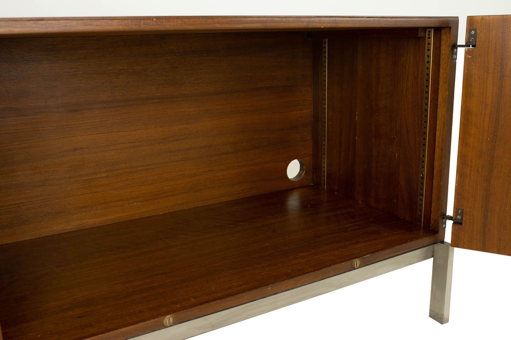 Baker Furniture Mid Century Chrome and Walnut Office Credenza 6