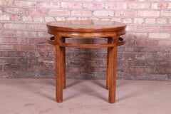 Baker Furniture Midcentury Hollywood Regency Burled Walnut Tea Table
