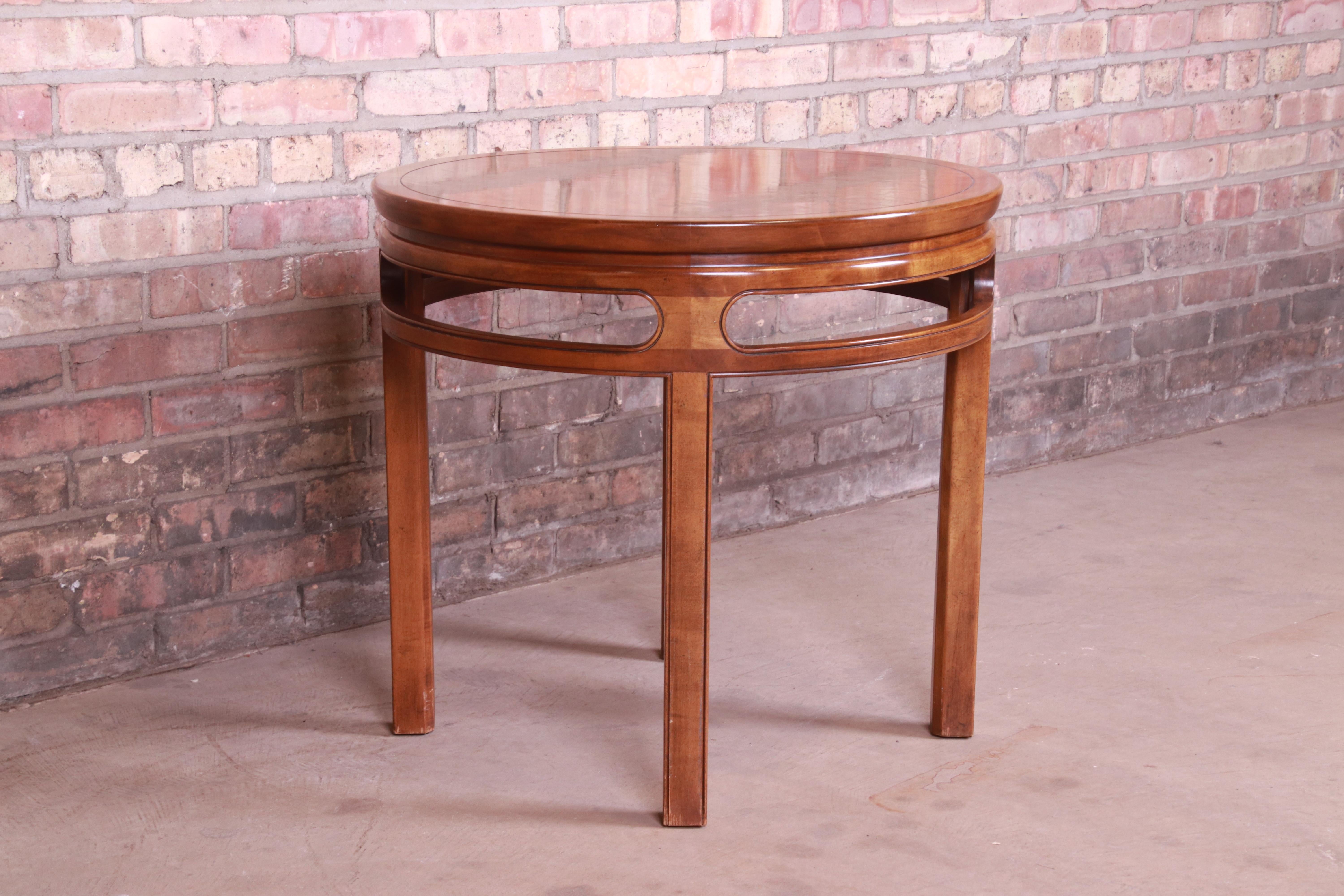 20th Century Baker Furniture Midcentury Hollywood Regency Burled Walnut Tea Table